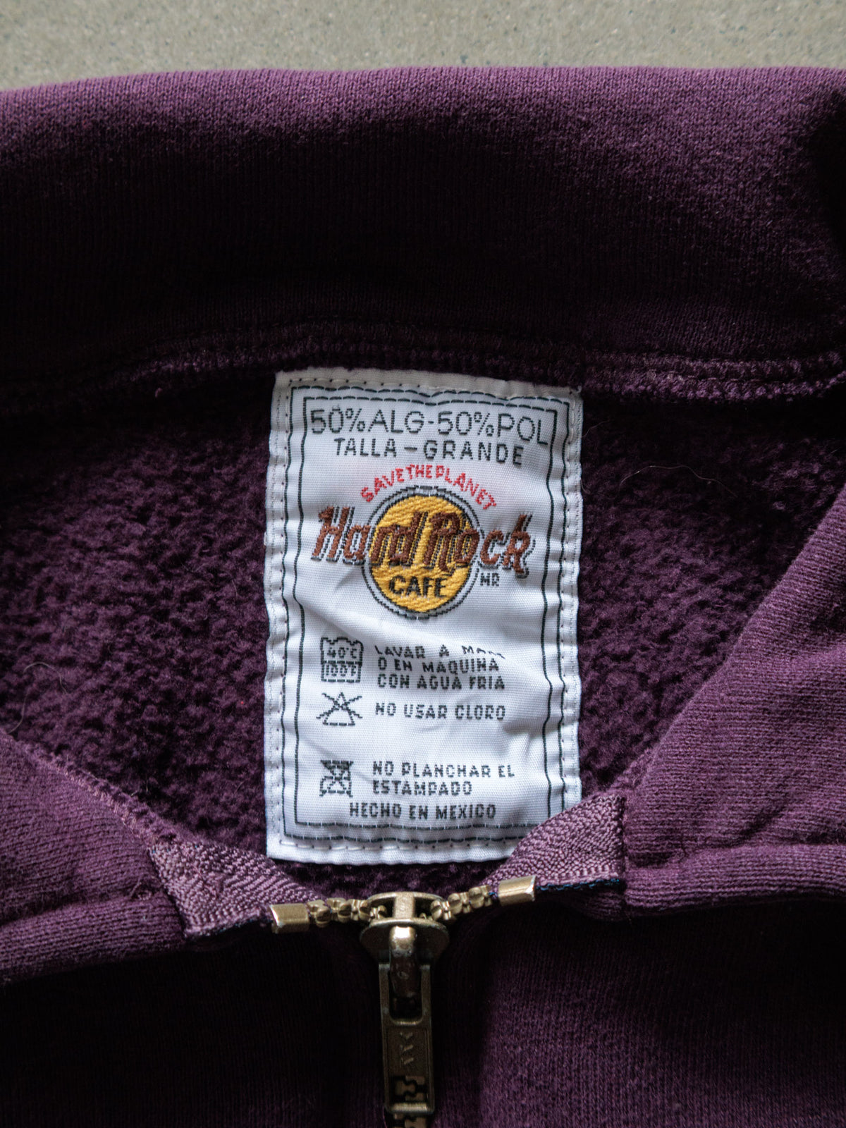 Vintage 90s Purple Hard Rock Cafe Cancun Fleece Quarter Zip (L)