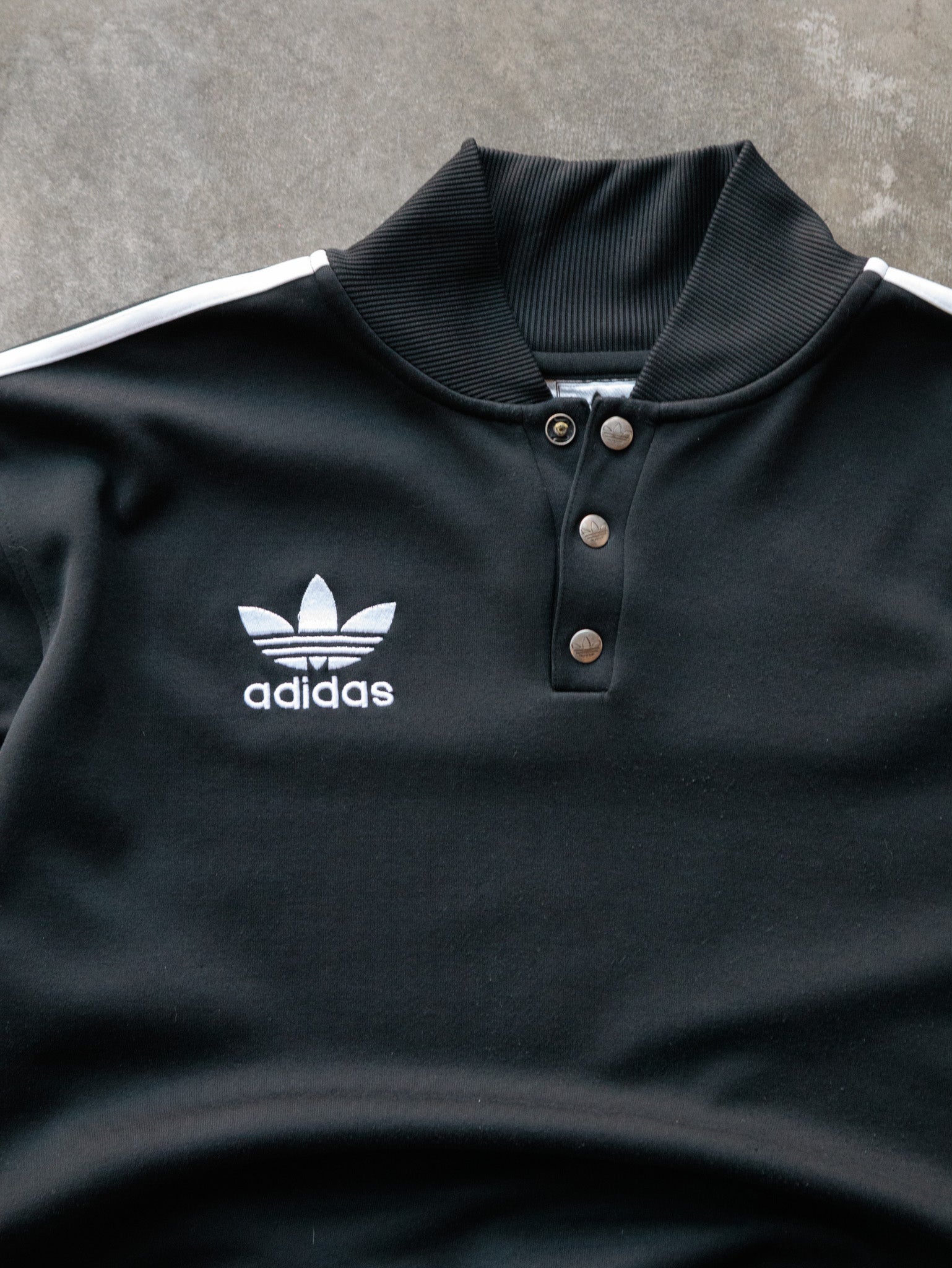 Vintage 90s Black Adidas Button Sweatshirt (M)