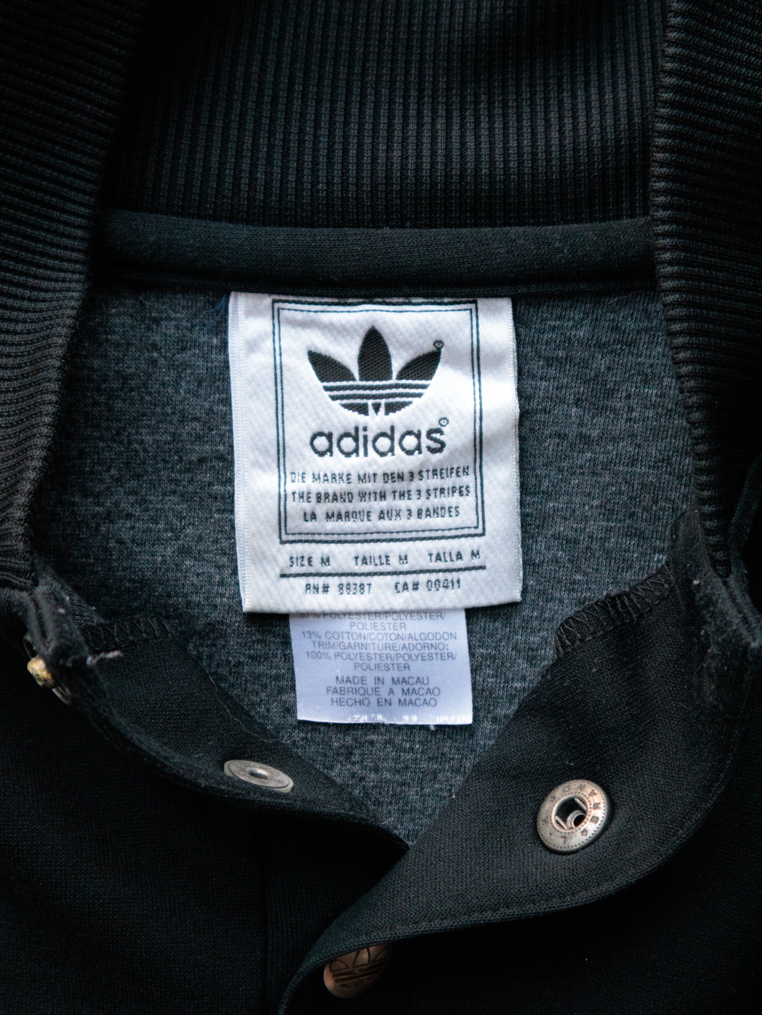 Vintage 90s Black Adidas Button Sweatshirt (M)