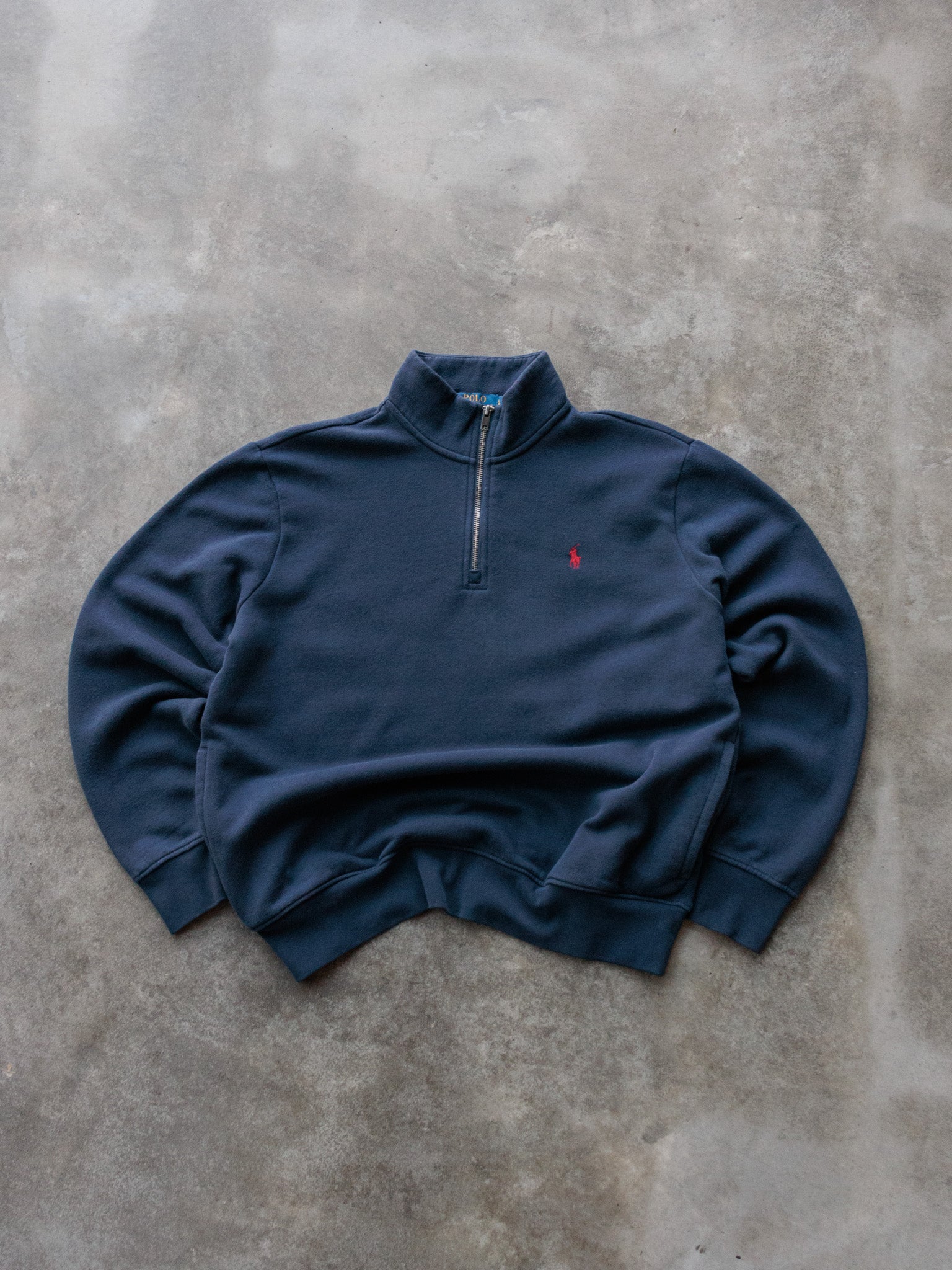 Vintage Navy Polo Ralph Lauren Quarter Zip Sweatshirt (L)