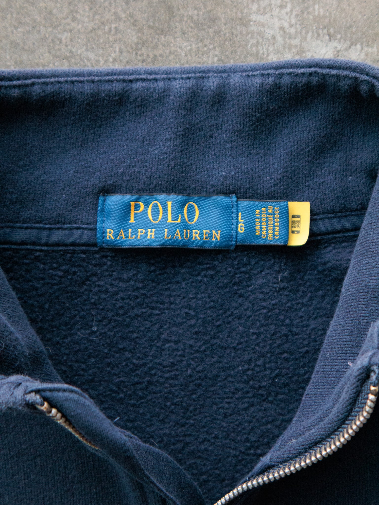Vintage Navy Polo Ralph Lauren Quarter Zip Sweatshirt (L)