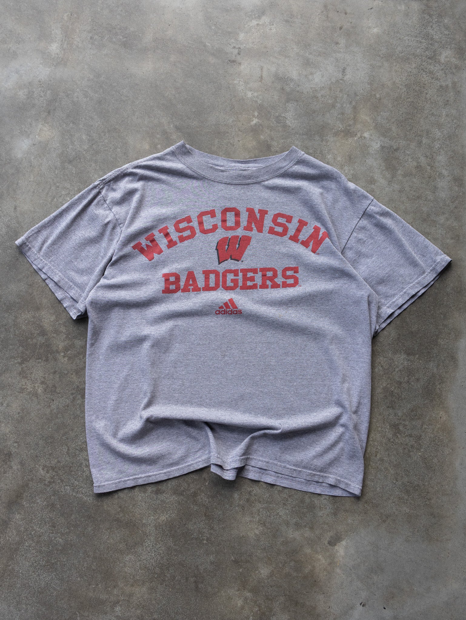 Vintage 00s Grey Adidas Wisconsin Badgers Tee (M)