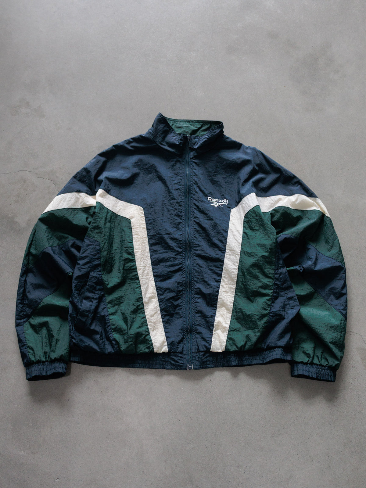 Vintage 90s Navy Reebok Colourblock Jacket (M)