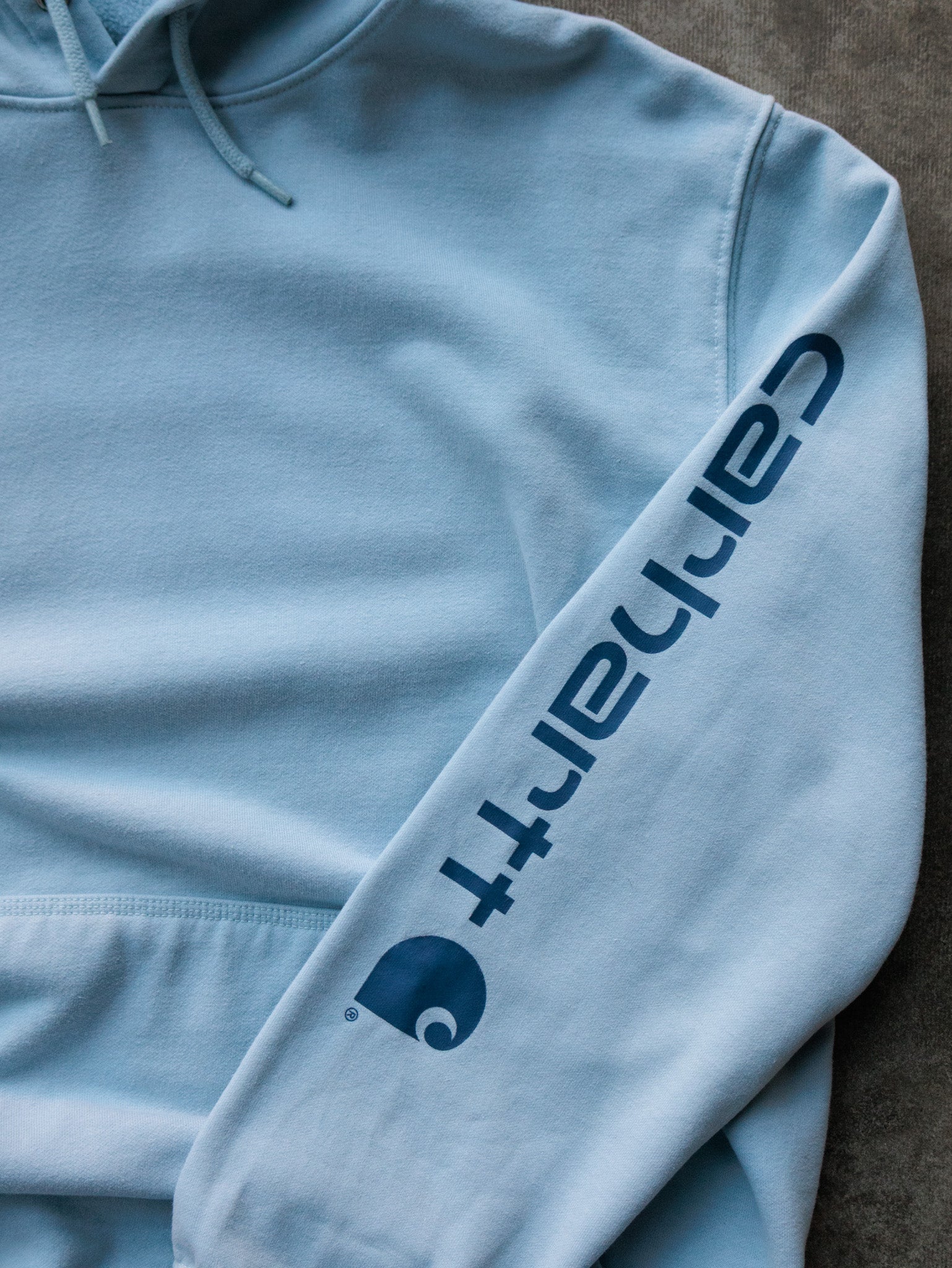 Vintage Light Blue Carhartt Hoodie (XL)