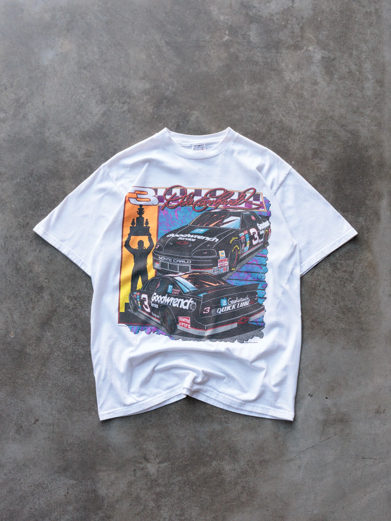 Vintage 1996 White Dale Earnhardt Monte Carlo Tee (L)