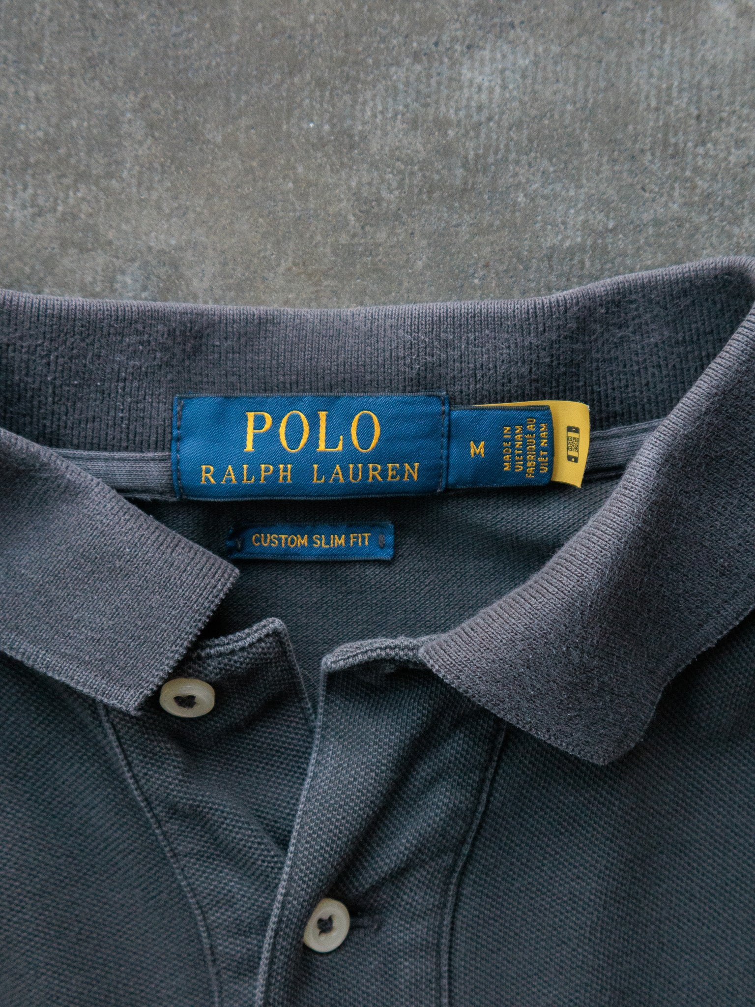 Grey Polo Ralph Lauren Long Sleeve Polo Shirt (M)