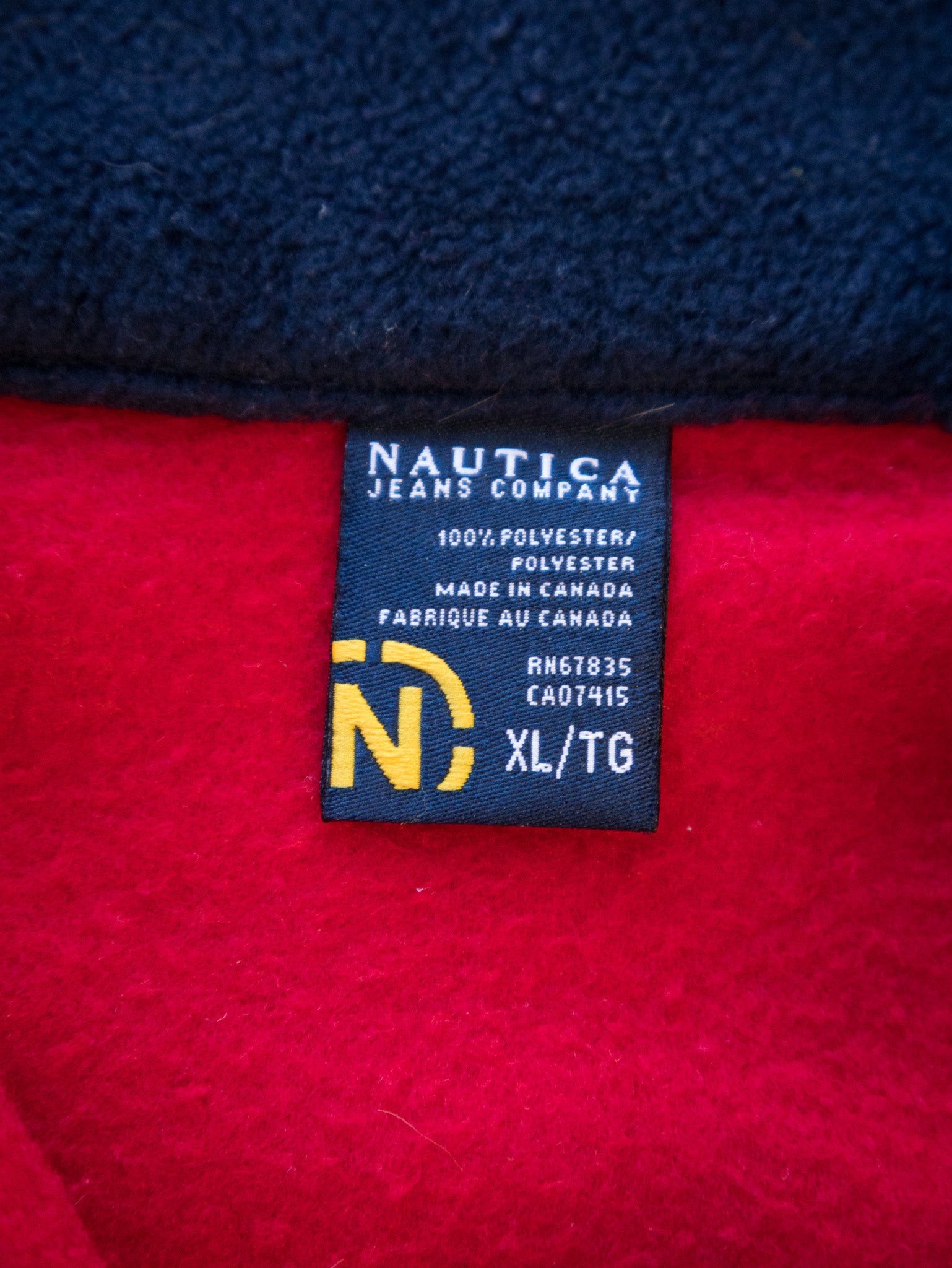 Vintage Red Nautica Quarter Zip Fleece Sweatshirt (XL)