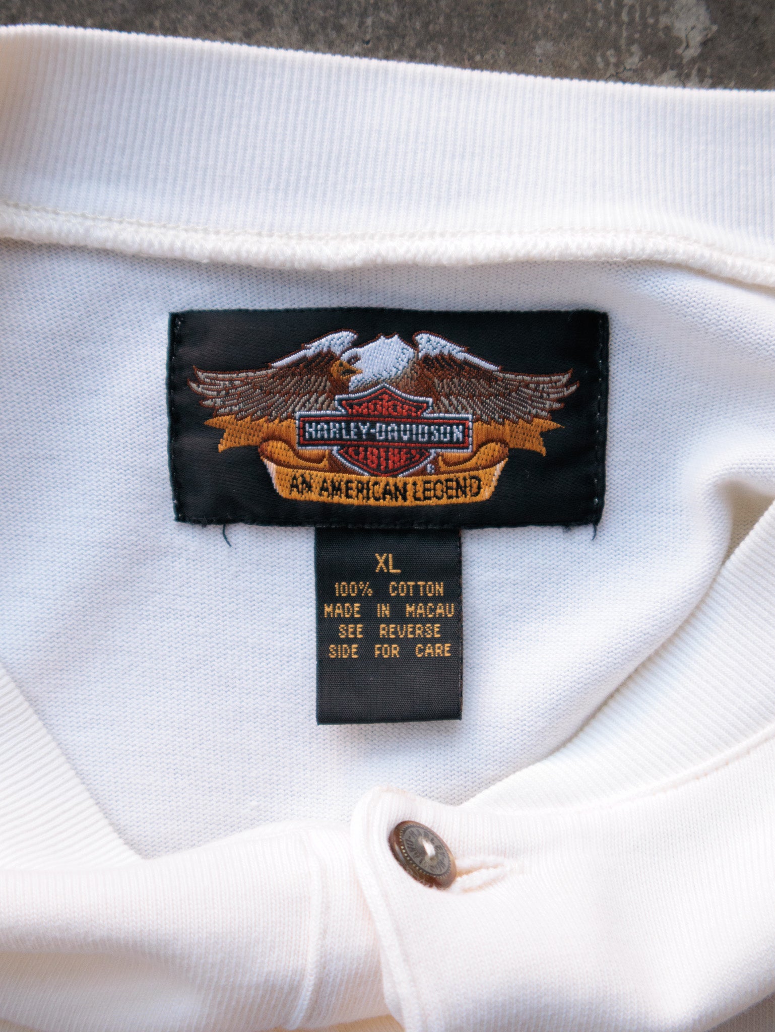 Vintage 90s Off-White Harley-Davidson V-Twin Power Long Sleeve (XL)