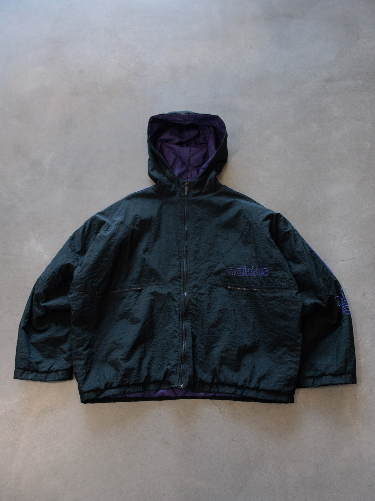 Vintage 90s Green Adidas Hooded Jacket (-)