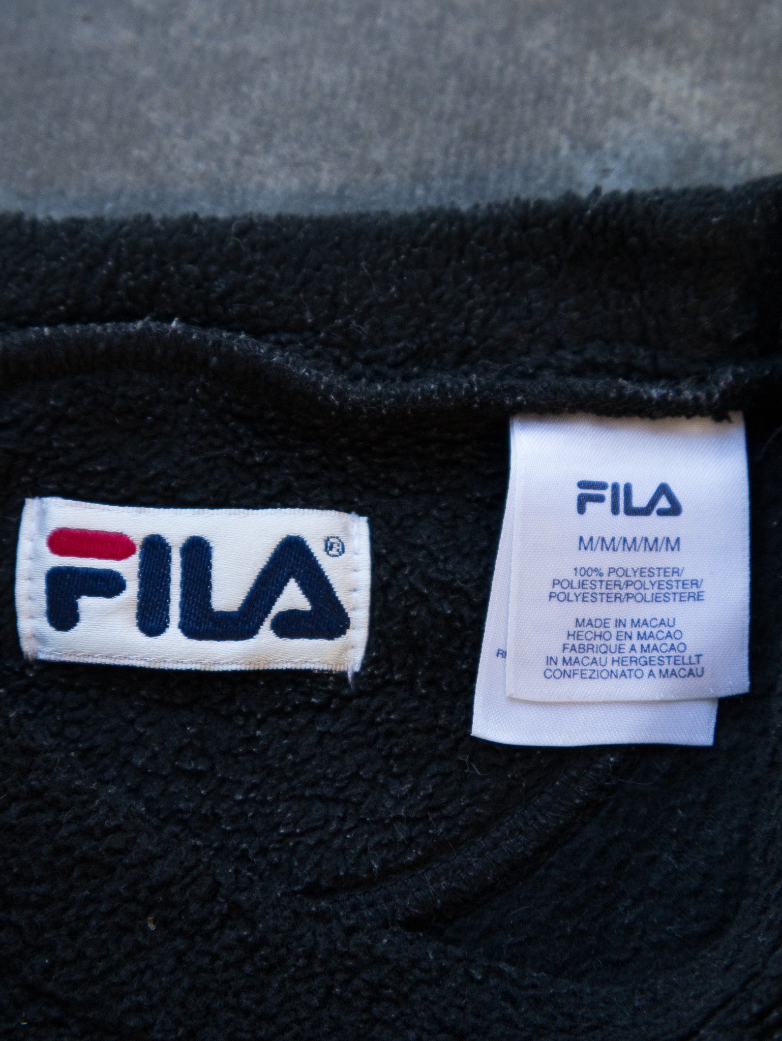 Vintage Black Fila Fleece Sweatshirt (M)