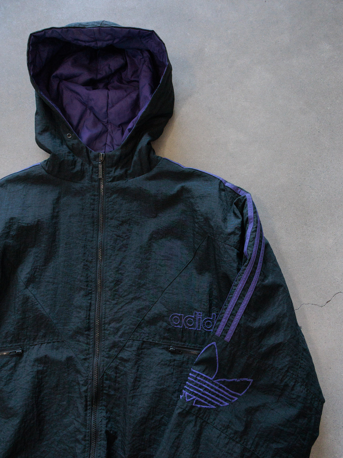 Vintage 90s Green Adidas Hooded Jacket (-)
