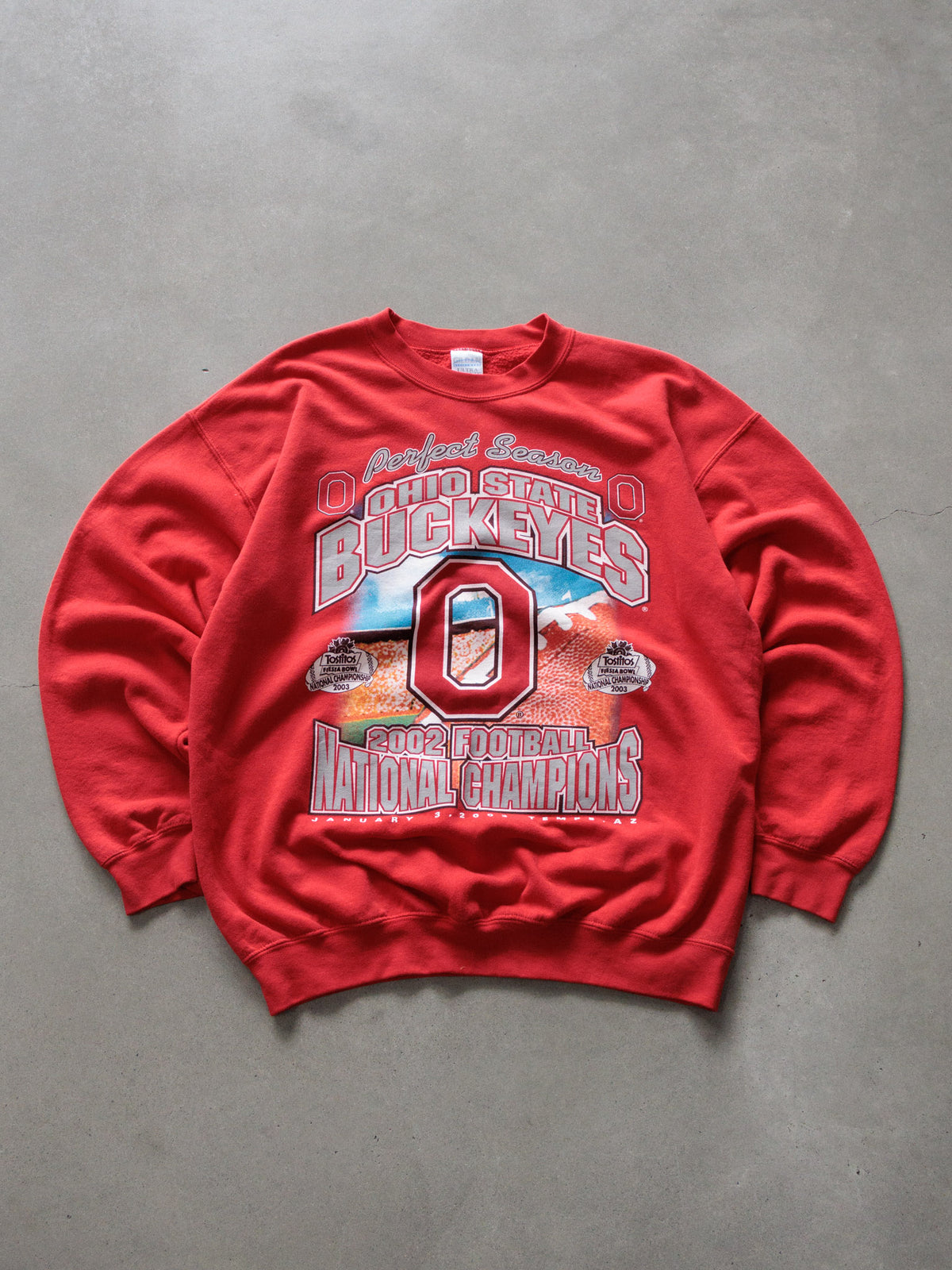 Vintage 2002 Red Ohio State Buckeyes National Champions Sweatshirt (L)