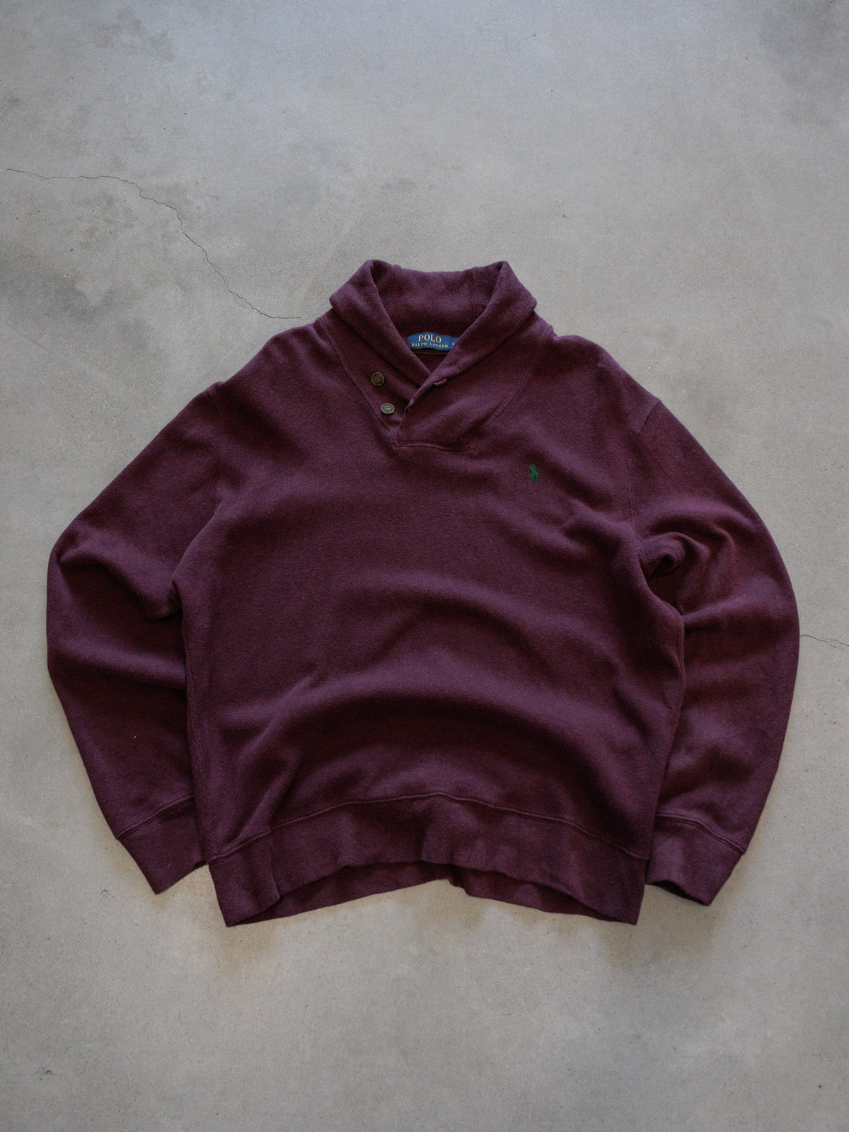 Vintage Purple Polo Ralph Lauren Shawl Neck Knit Sweater (L)