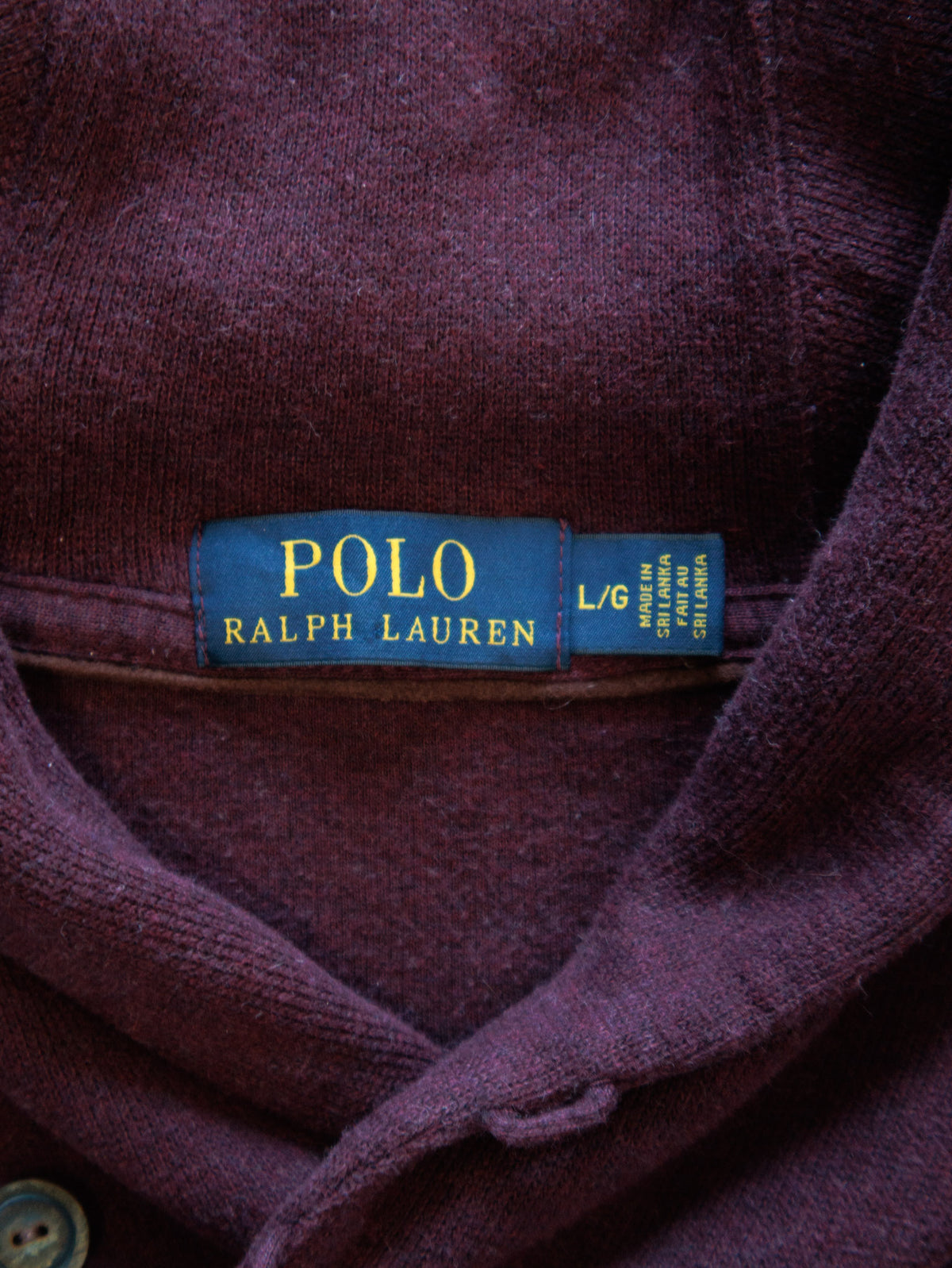 Vintage Purple Polo Ralph Lauren Shawl Neck Knit Sweater (L)