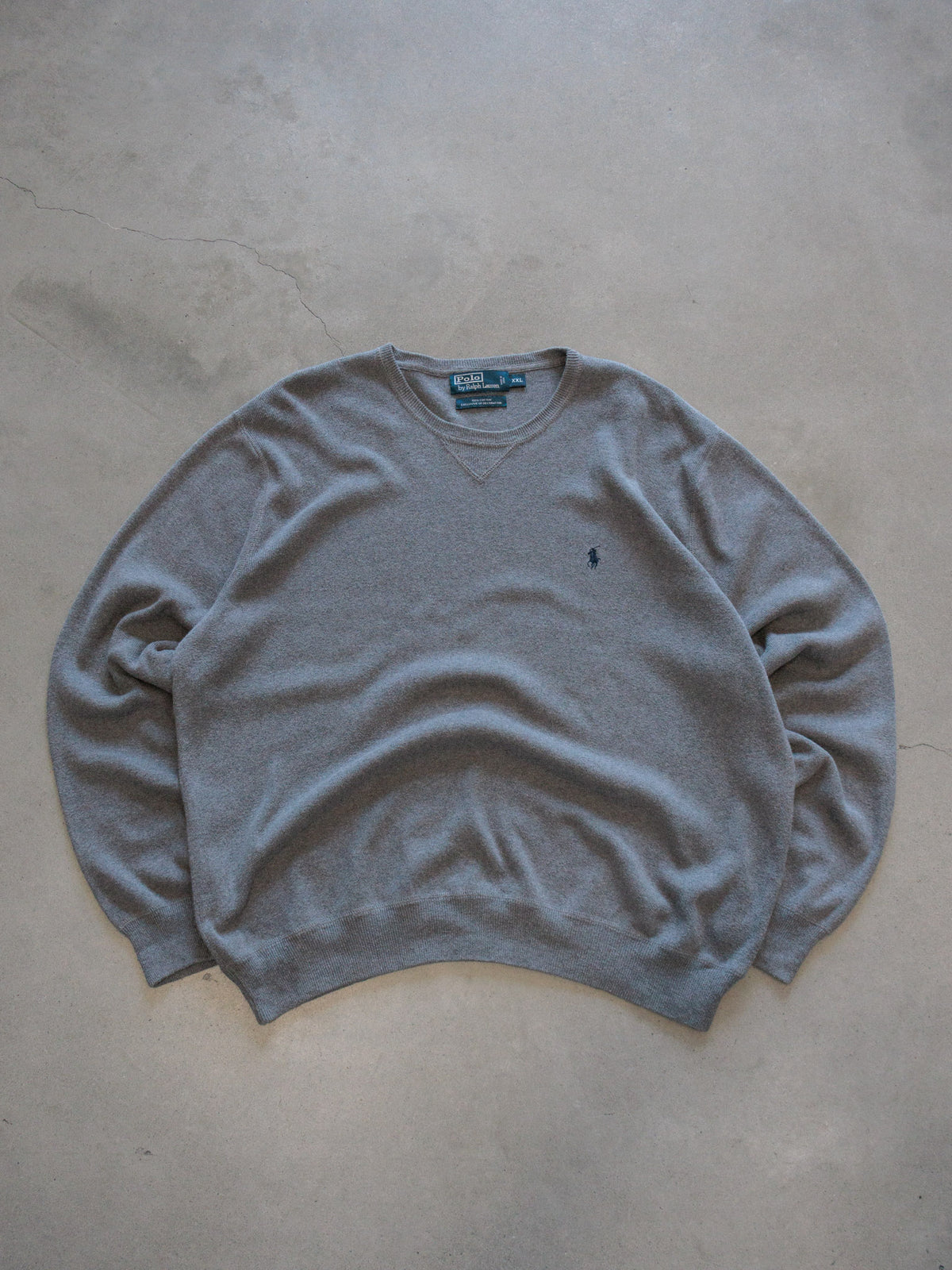 Vintage Grey Polo Ralph Lauren Knit Sweater (2XL)