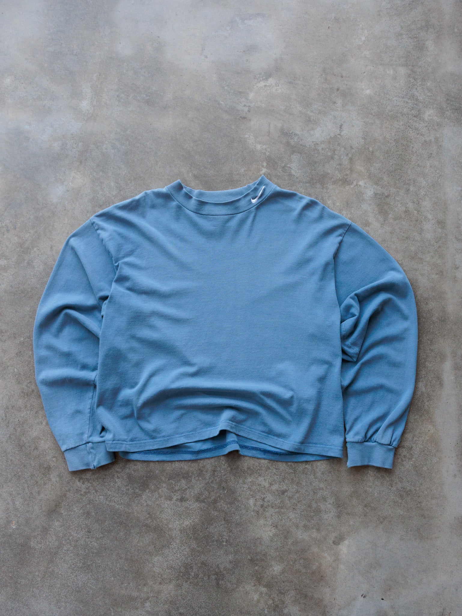 Vintage 90s Blue Nike Mock Neck Cropped Long Sleeve (L)
