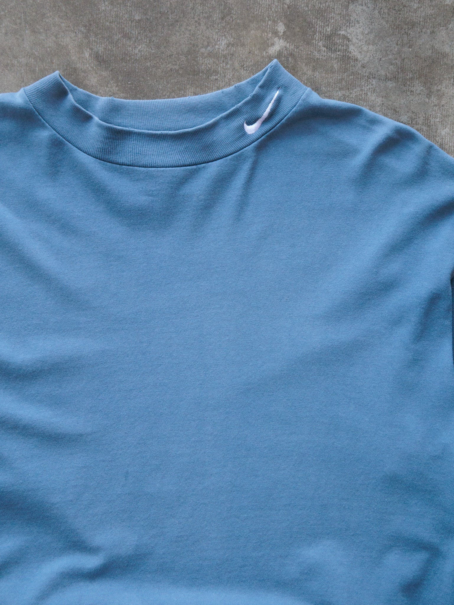 Vintage 90s Blue Nike Mock Neck Cropped Long Sleeve (L)