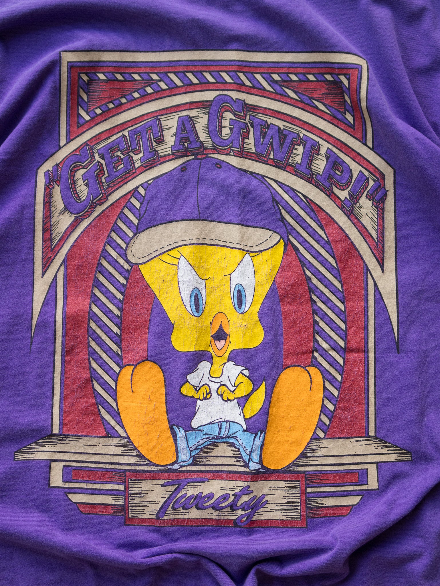 Vintage 90s Purple Tweety Bird Get A Gwip Tee (XL)