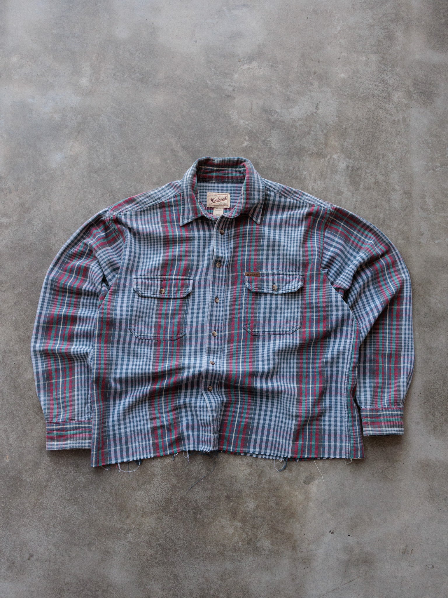 Vintage Multicolor Plaid Woolrich Cropped Shirt (XL)