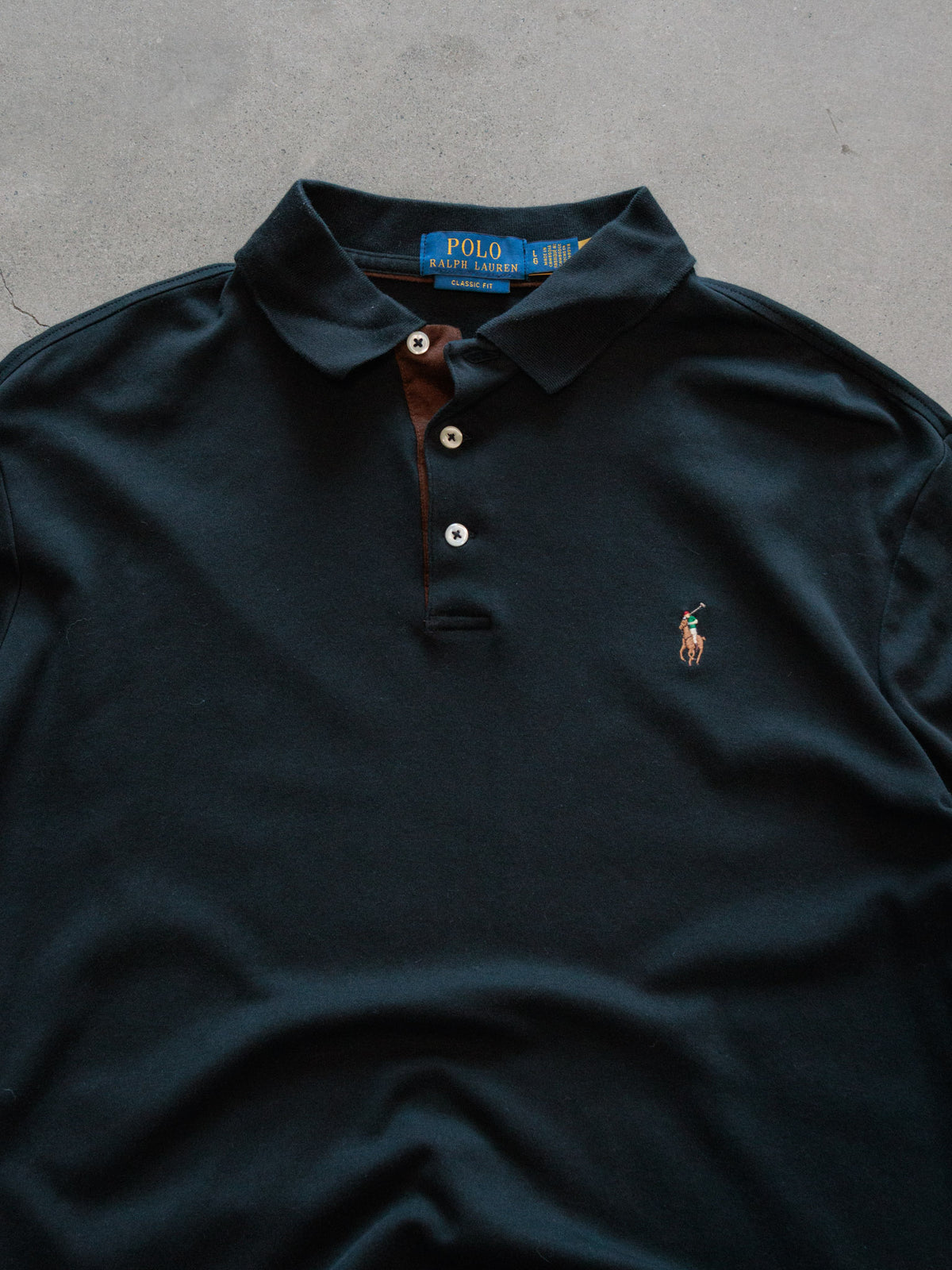 Vintage Green Polo Ralph Lauren Long Sleeve Polo Shirt (L)