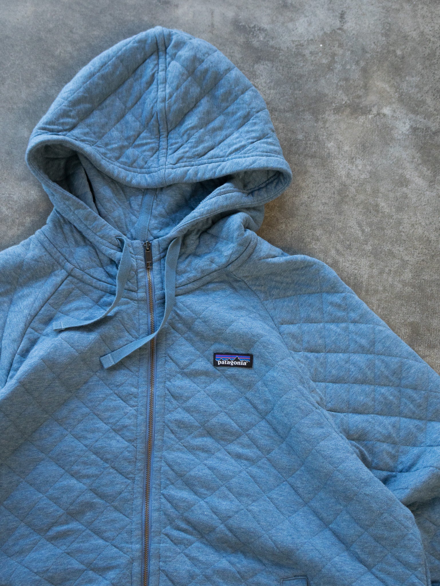 Vintage Blue Patagonia Quilted Zip Hoodie (XL)