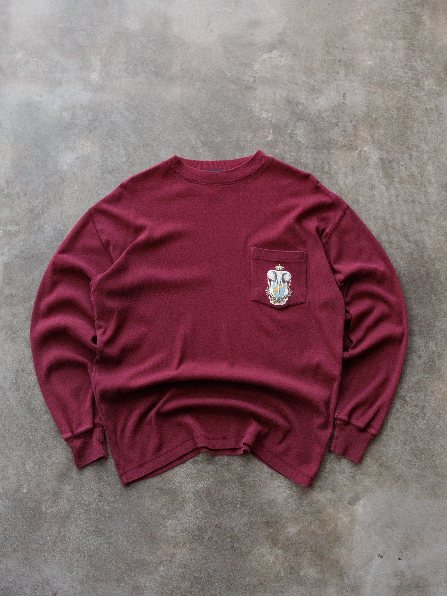 Vintage 90s Red Nautica Ivory Coast Elephant Long Sleeve Tee (M)