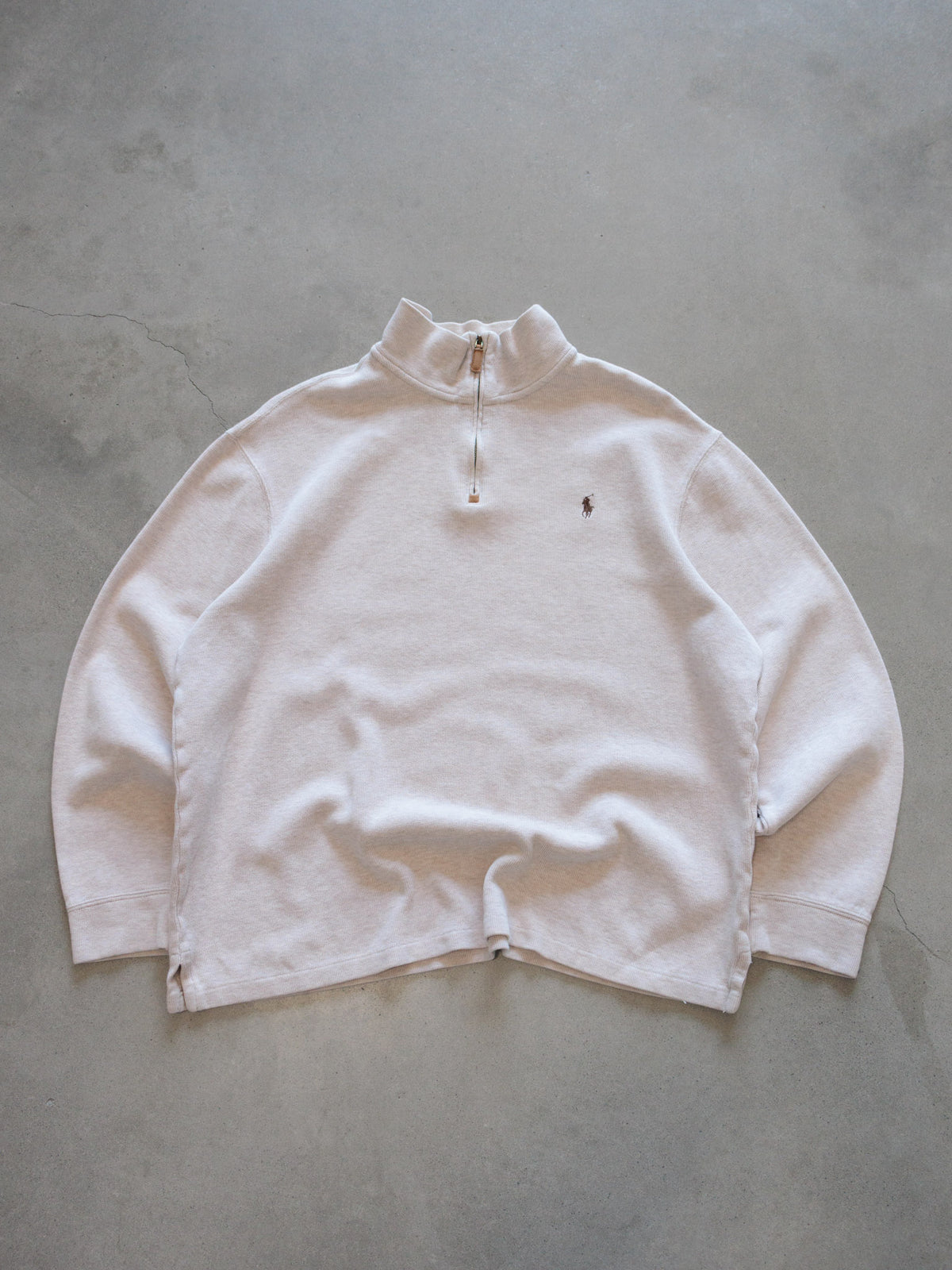 Vintage 00s Beige Polo Ralph Lauren Fleece Quarter Zip (XL)