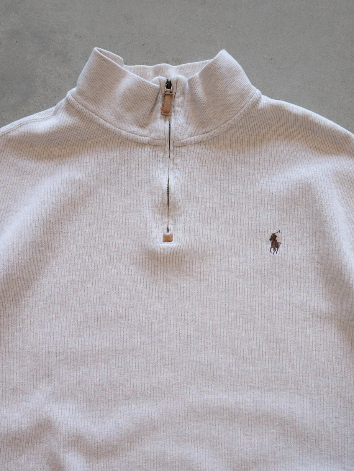 Vintage 00s Beige Polo Ralph Lauren Fleece Quarter Zip (XL)