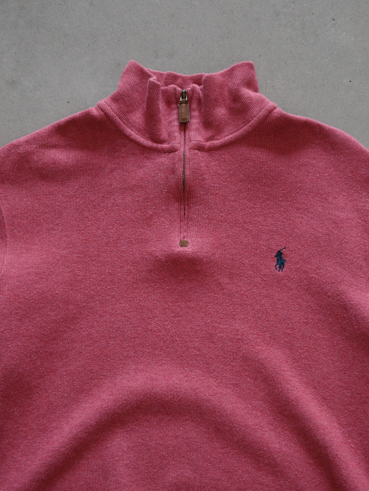 Vintage 00s Pink Polo Ralph Lauren Knit Quarter Zip (M)