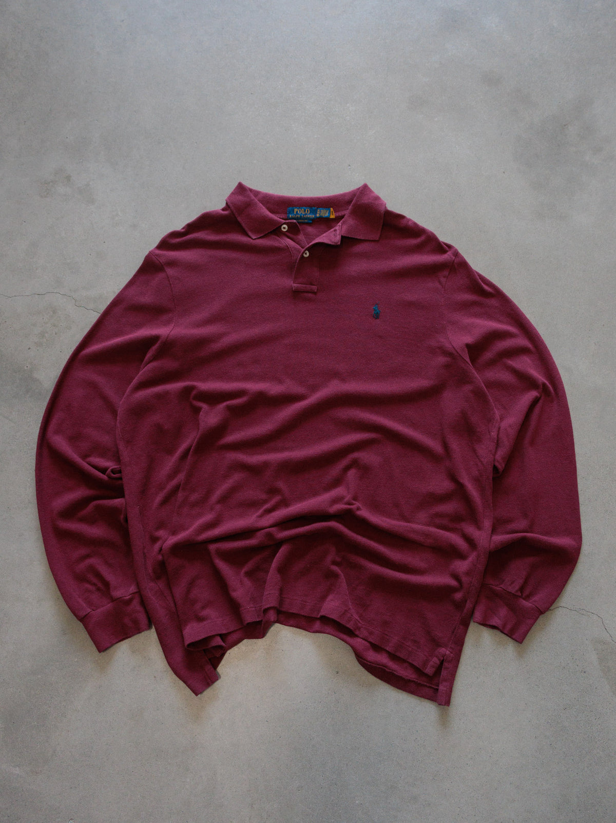 Vintage Red Polo Ralph Lauren Long Sleeve Polo Shirt (XL)
