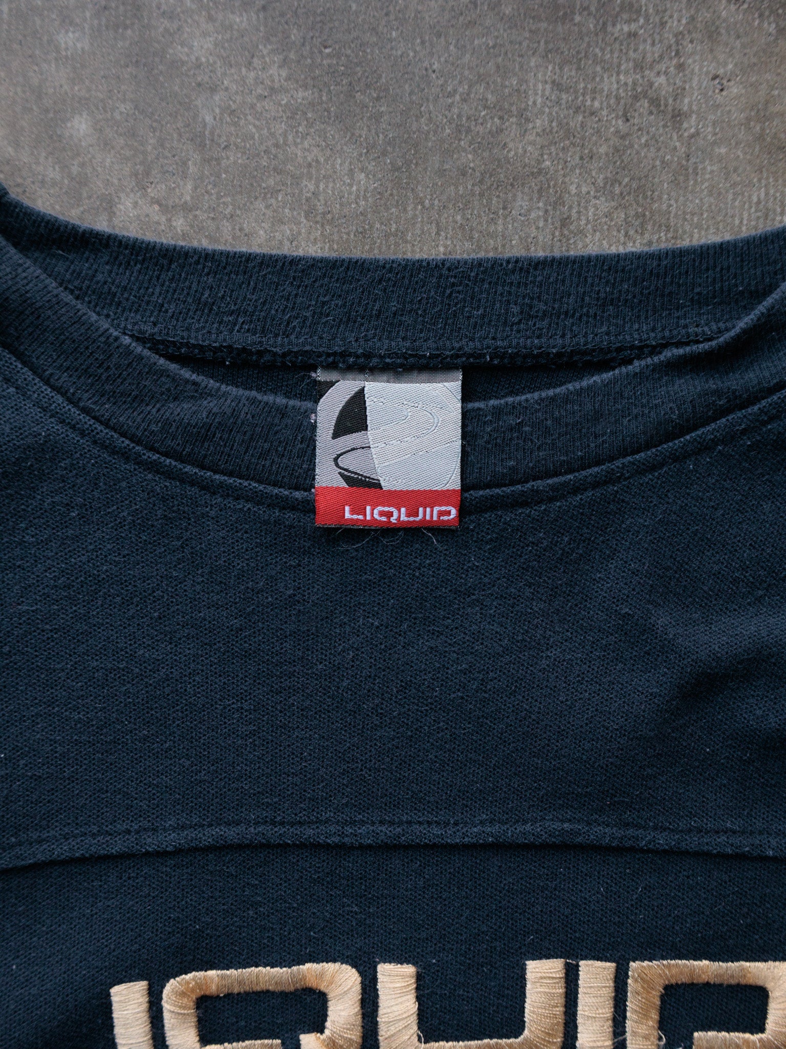 Vintage 00s Navy Liquid Boardwear Colourblock Long Sleeve Tee (-)