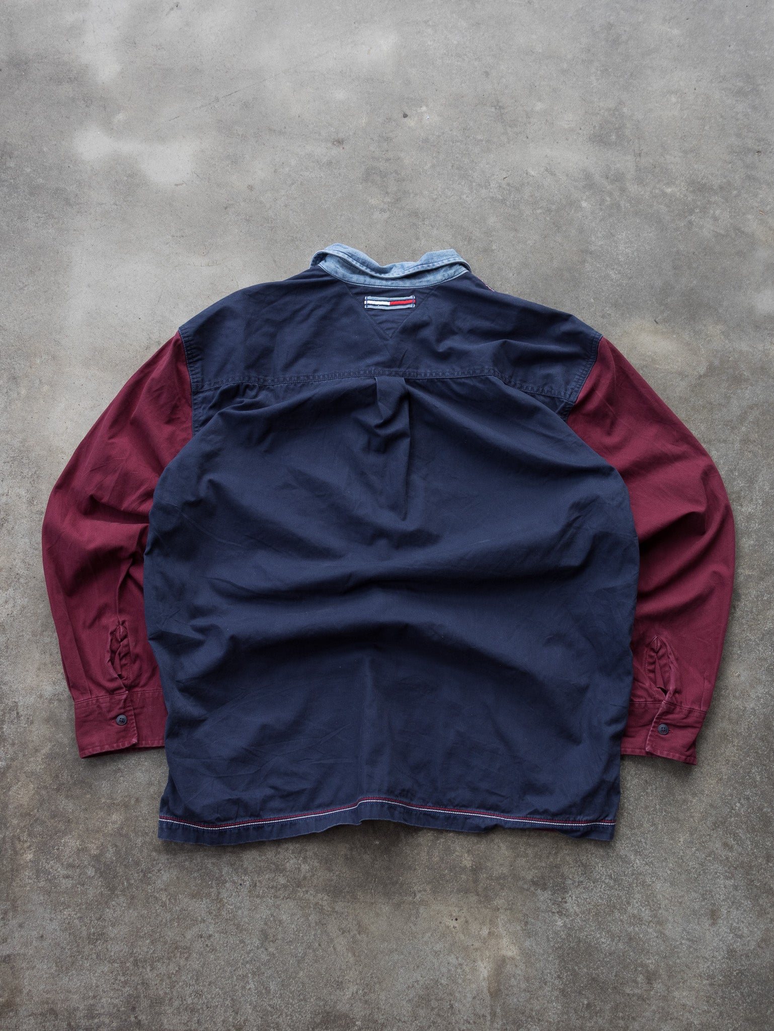 Vintage 00s Tommy Hilfiger Denim Spell Out Long Sleeve Polo (L)