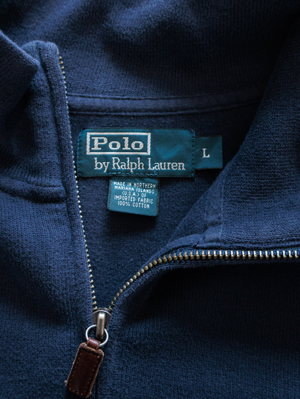 Vintage 90s Navy Polo Ralph Lauren Fleece Quarter Zip (L)