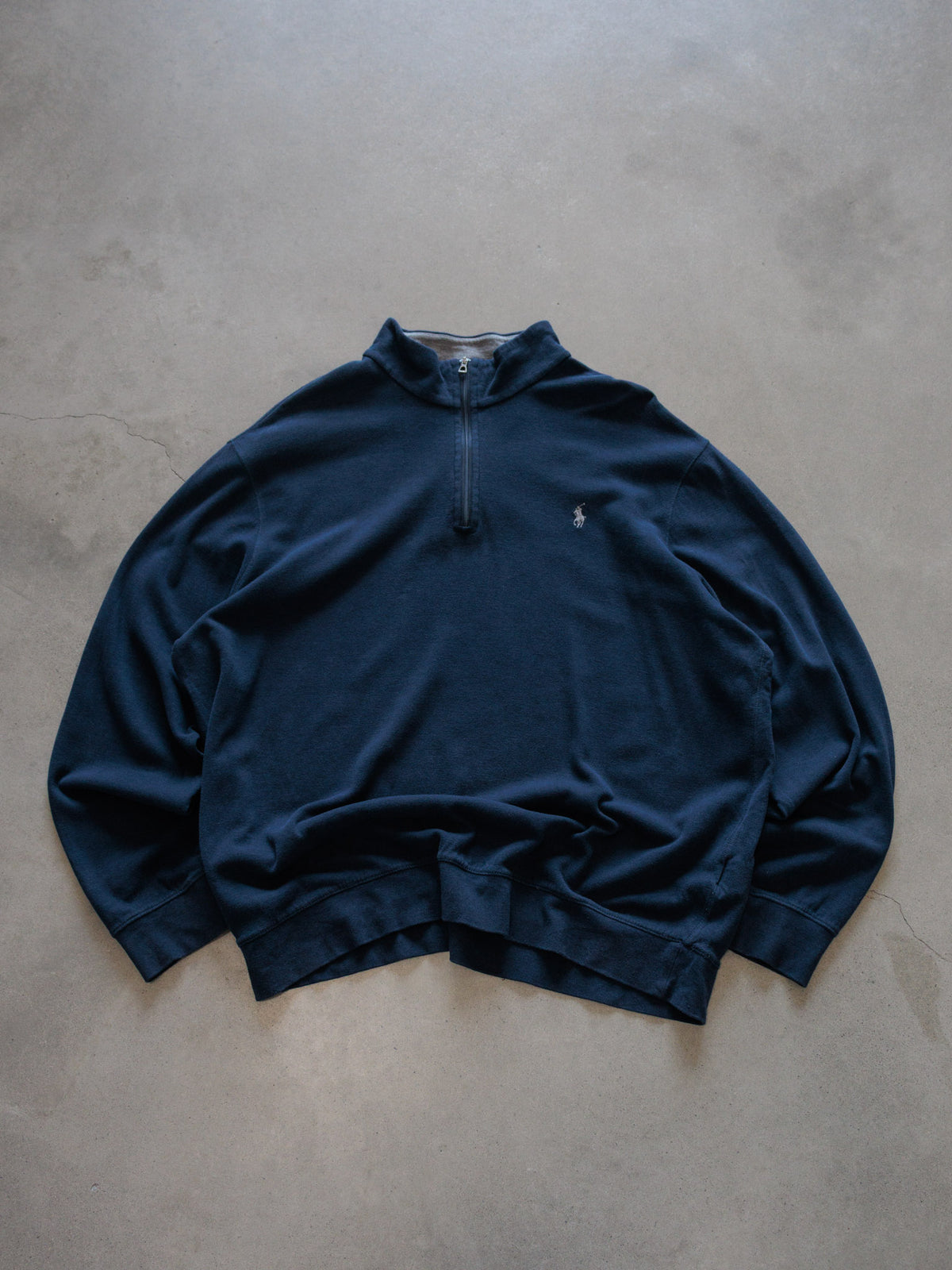 Vintage 00s Navy Polo Ralph Lauren Fleece Quarter Zip (XL)