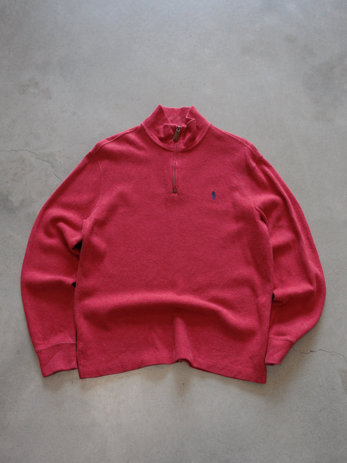 Vintage Red Polo Ralph Lauren Knit Quarter Zip (M)
