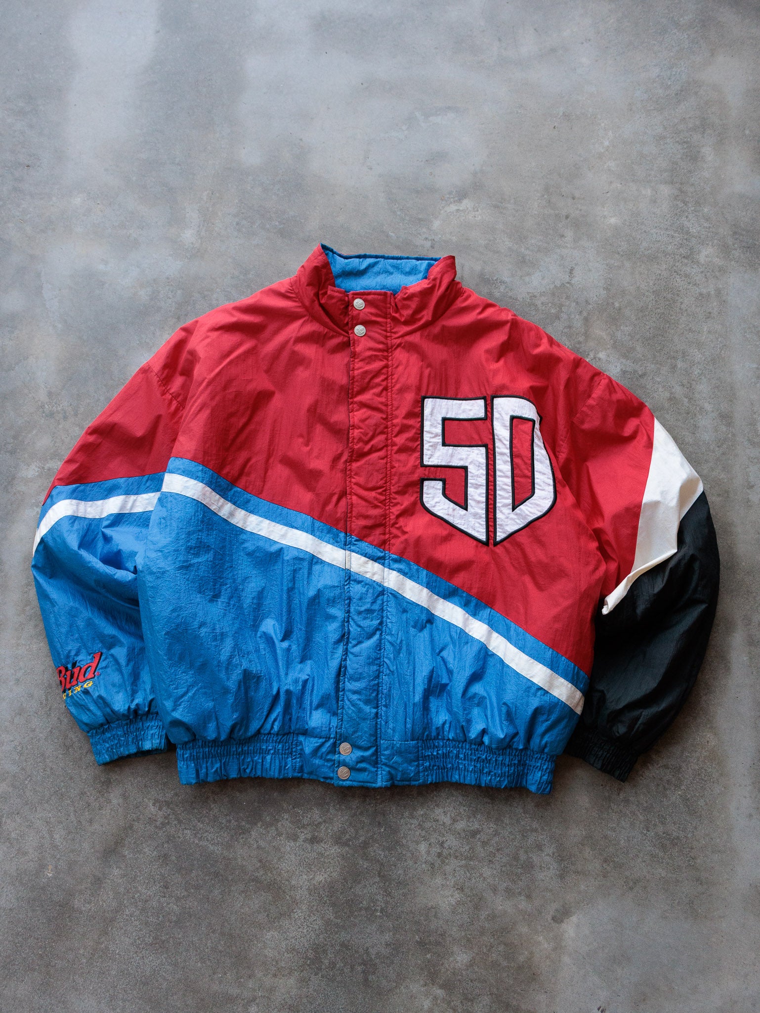 Vintage 90s Red Ricky Craven NASCAR Bud Racing Jacket (-)