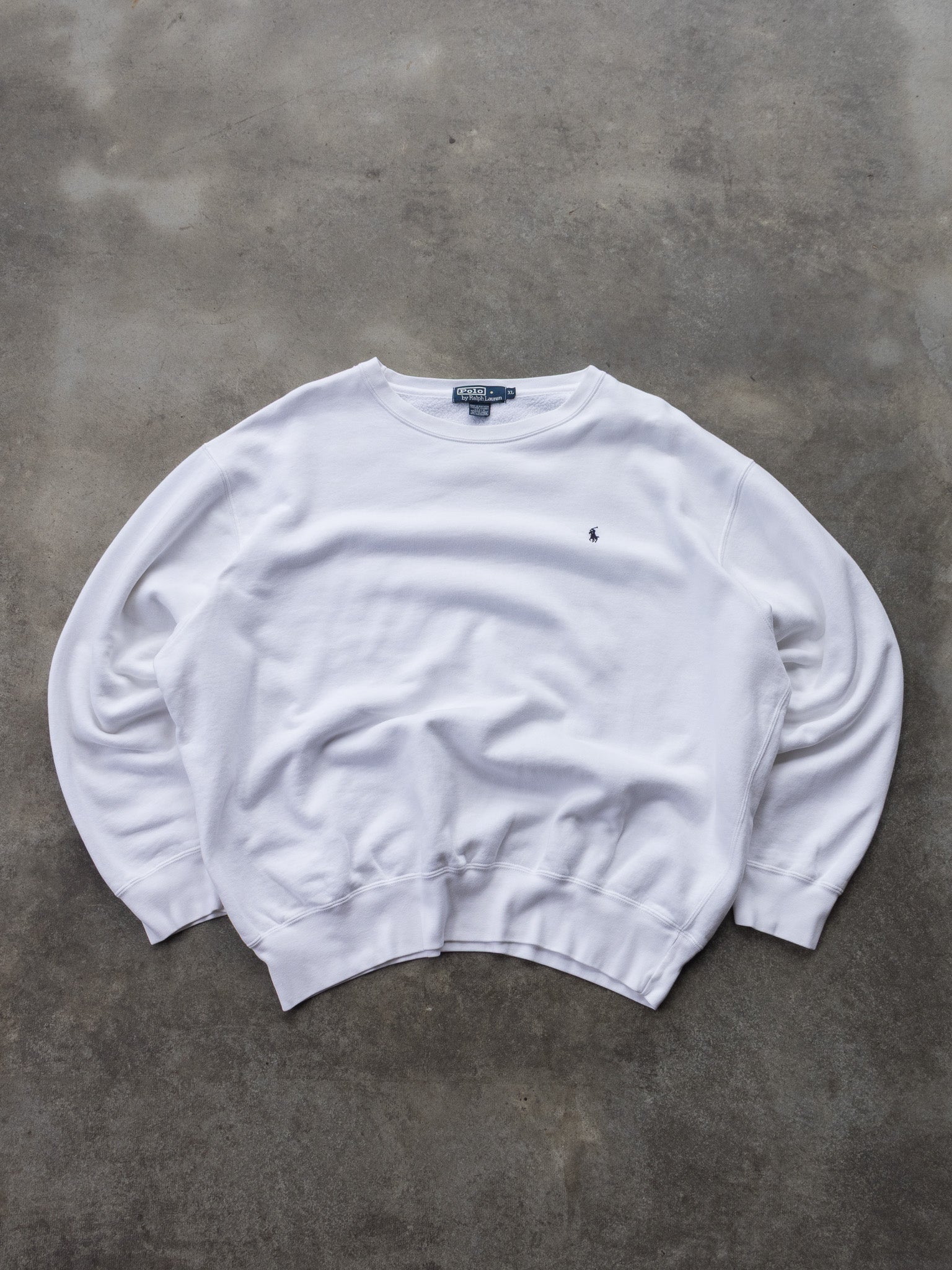 Vintage 90s White Polo Ralph Lauren Sweatshirt (XL)