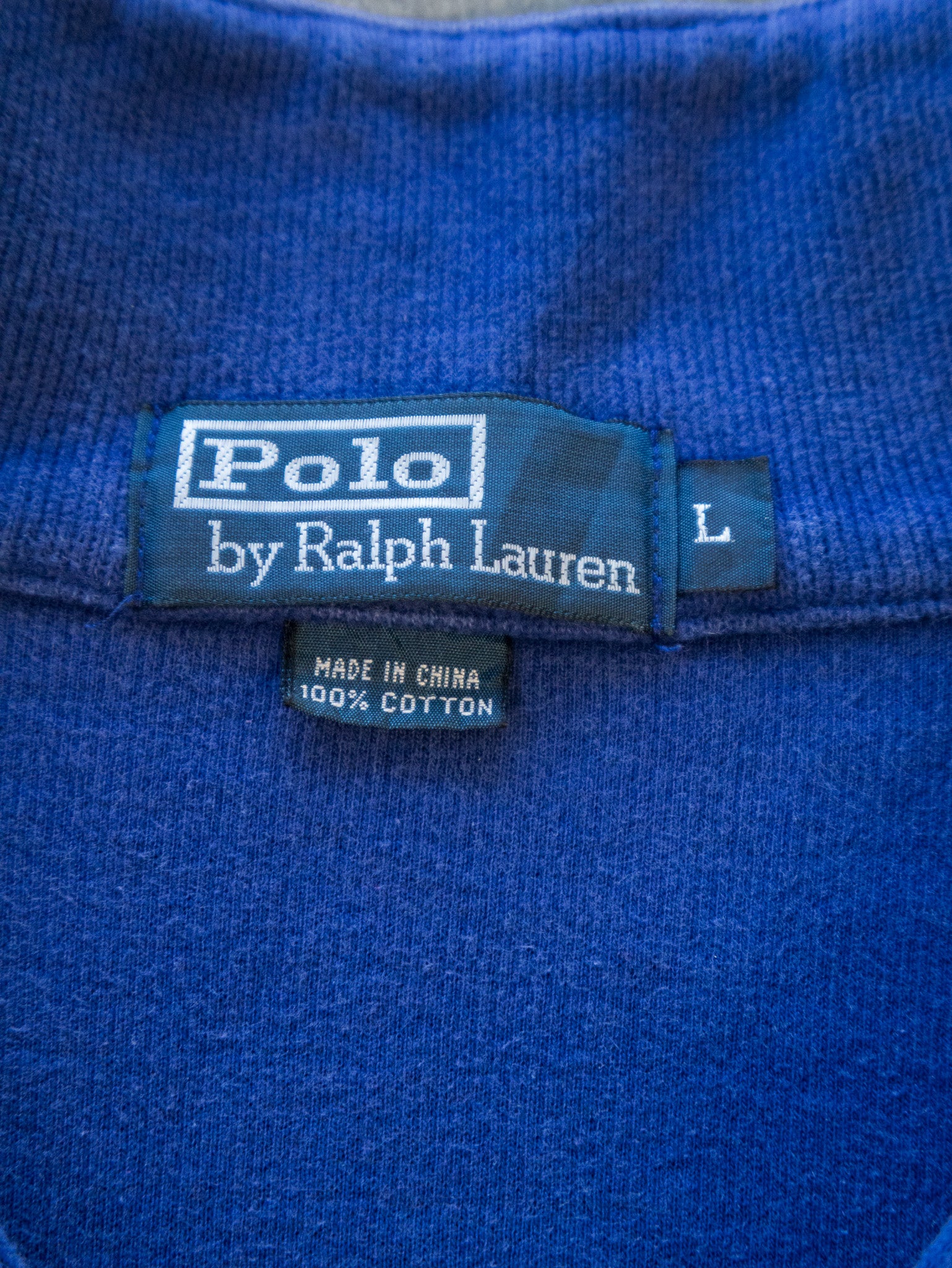 Vintage Blue Polo Ralph Lauren Quarter Zip Knit (L)