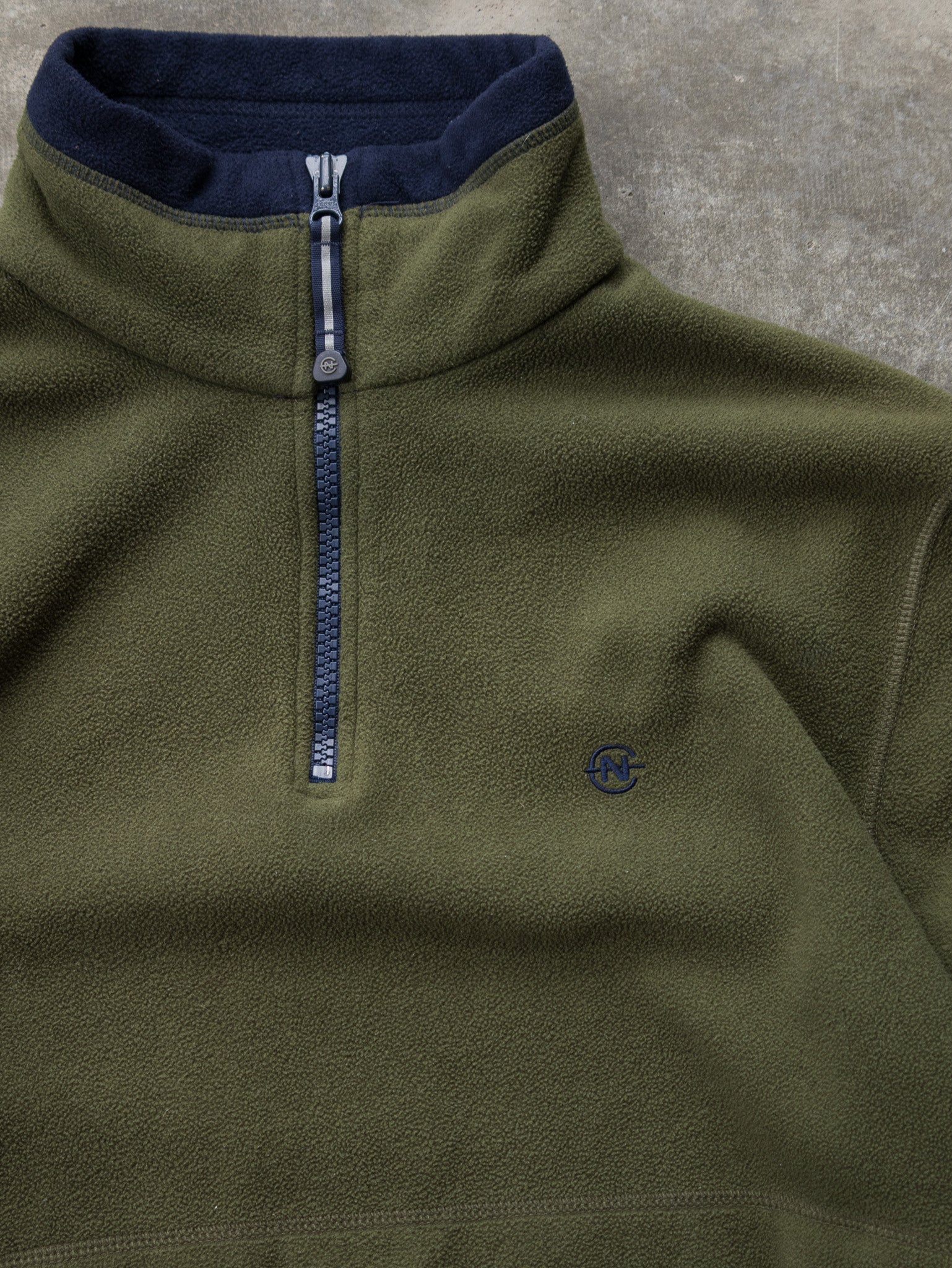 Vintage 00s Olive Nautica Competition Nautex Quarter Zip Fleece Sweatshirt (M)
