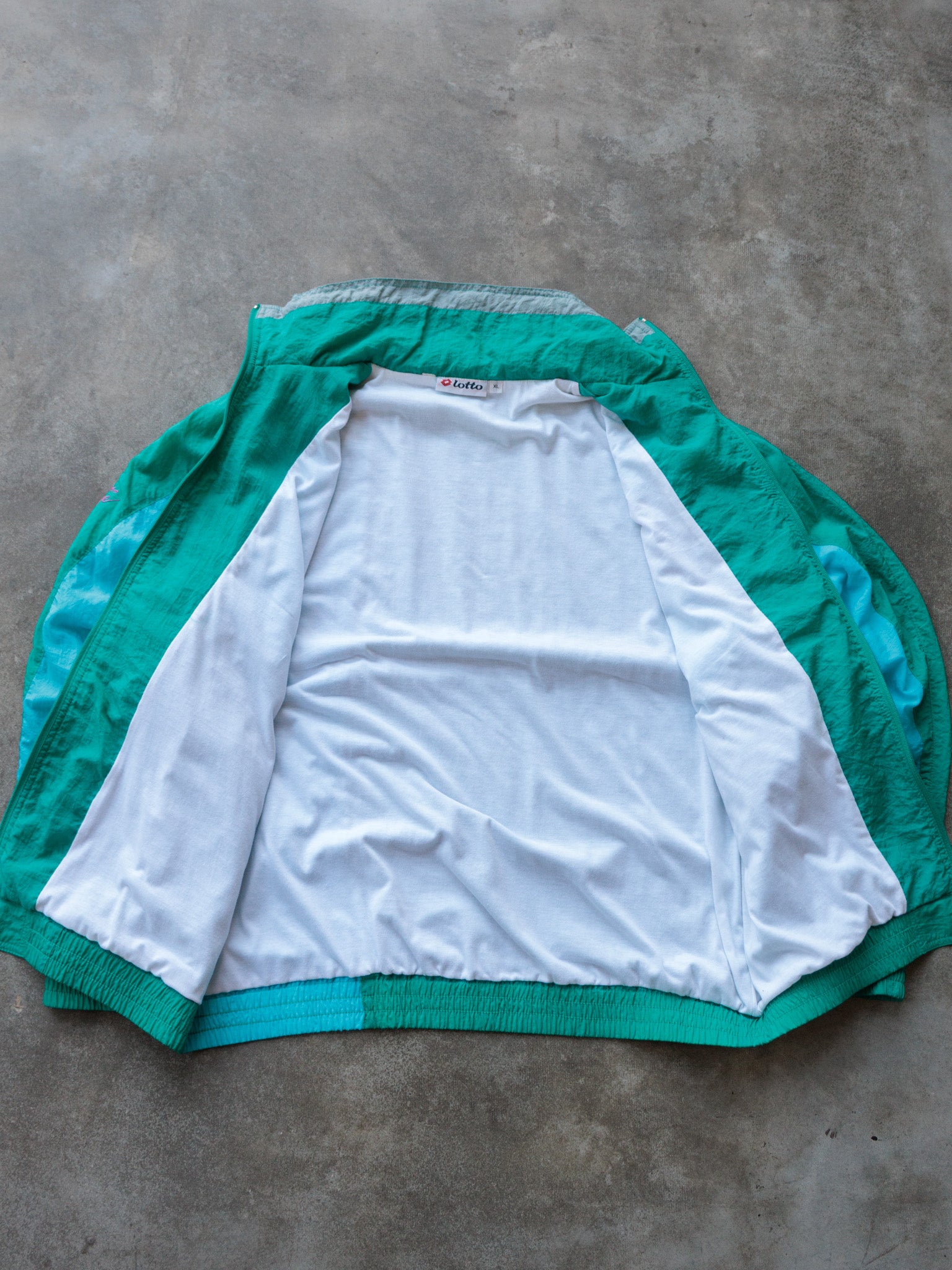 Vintage 90s Green Lotto Painters Lodge Colourblock Windbreaker (XL)