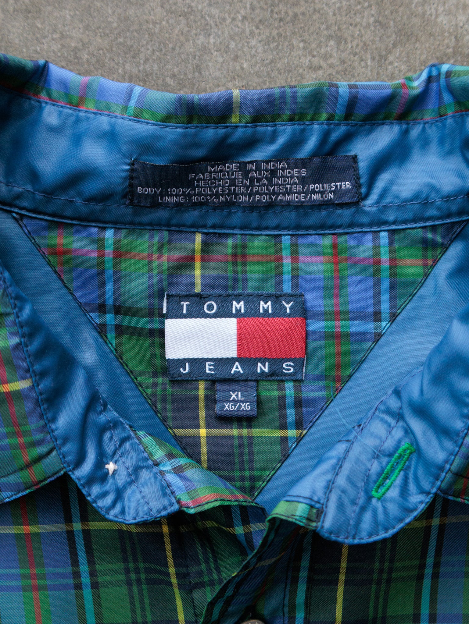 Vintage 00s Green Plaid Tommy Jeans Shirt (XL)