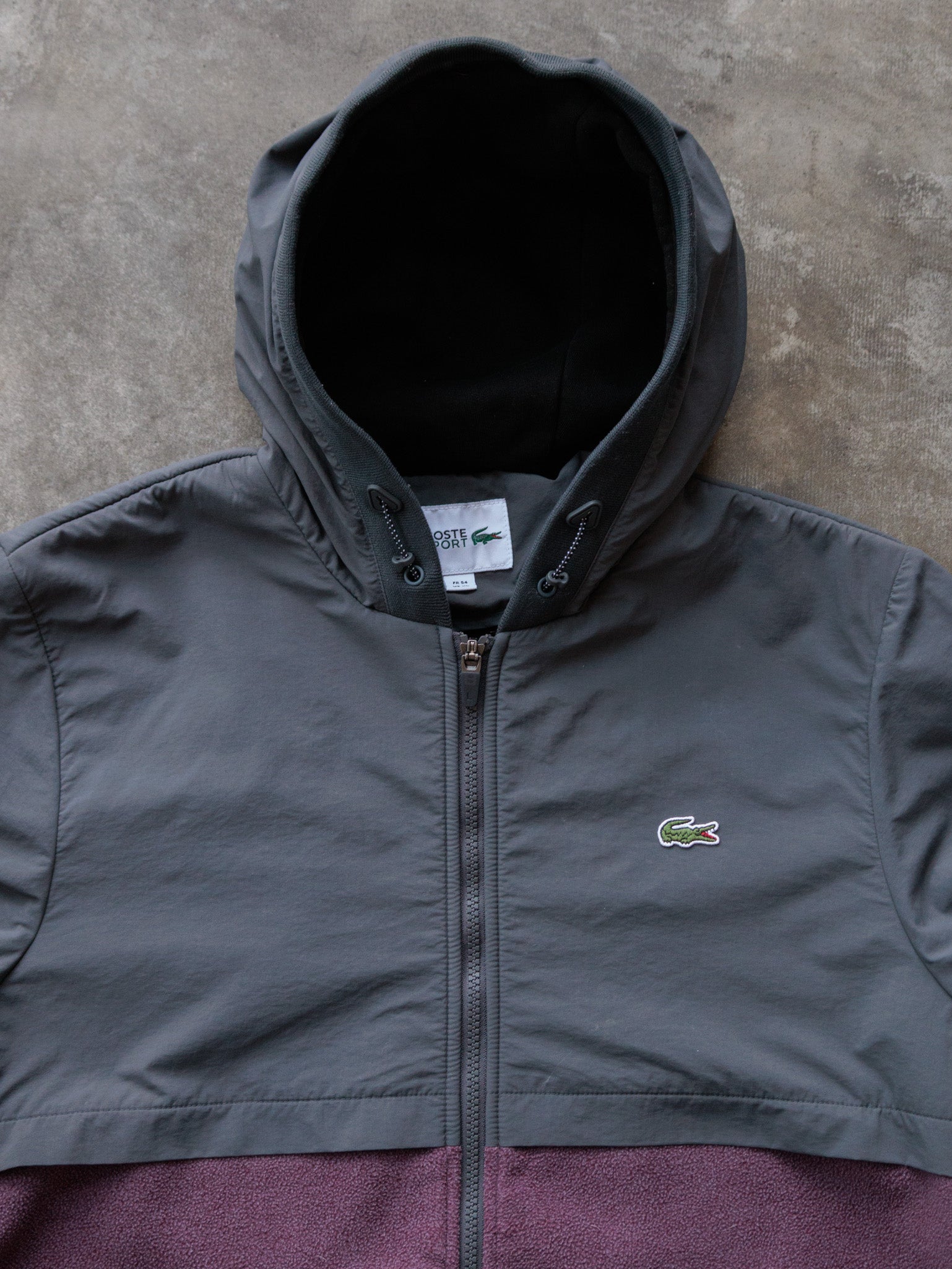 Vintage Grey Colourblock Lacoste Fleece Jacket (XL)