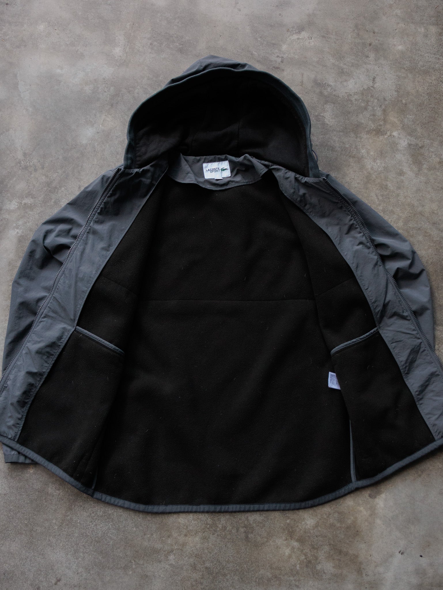 Vintage Grey Colourblock Lacoste Fleece Jacket (XL)