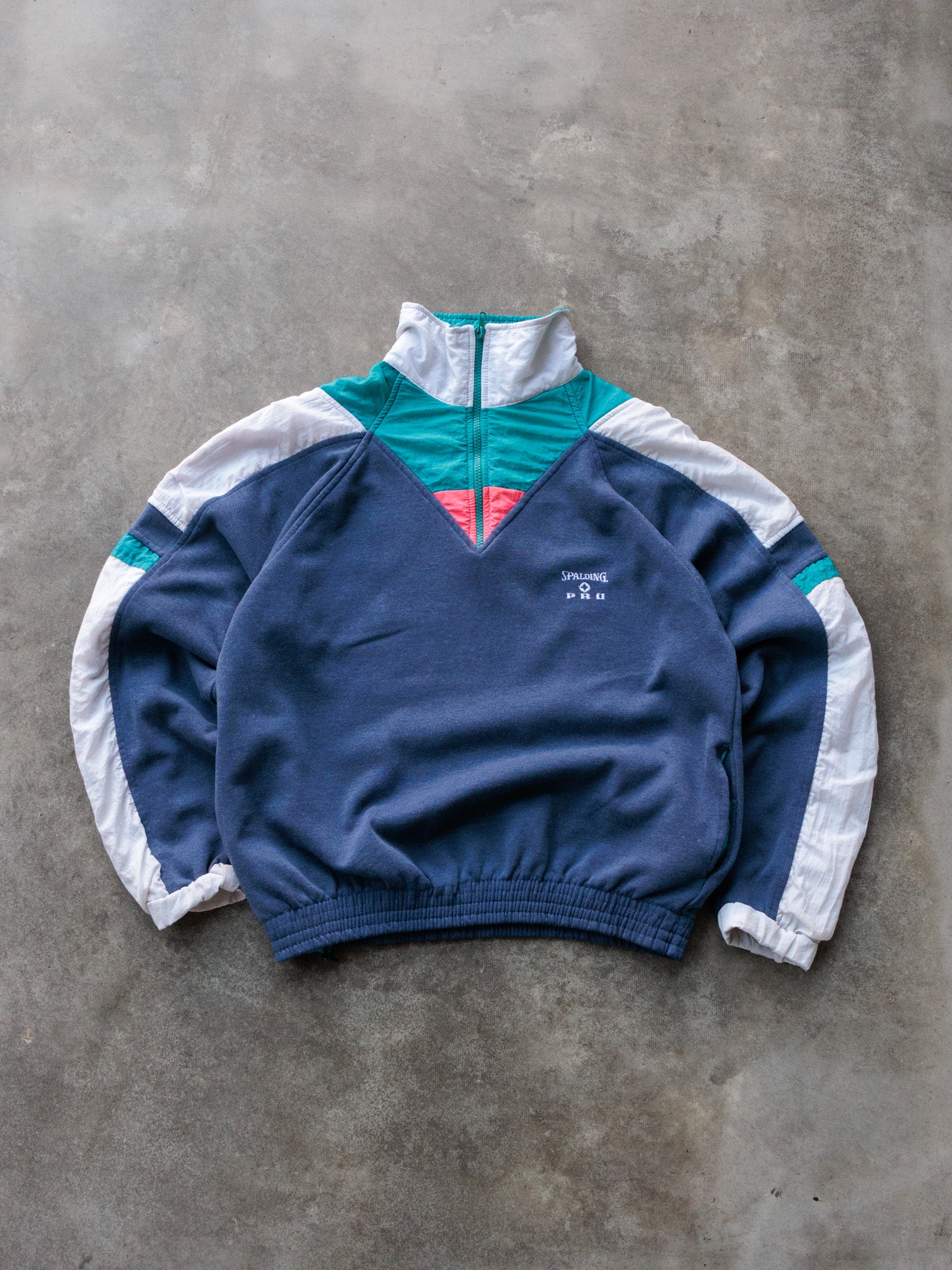 Vintage 90s Navy Spalding Pro Colourblock Quarter Zip (L)