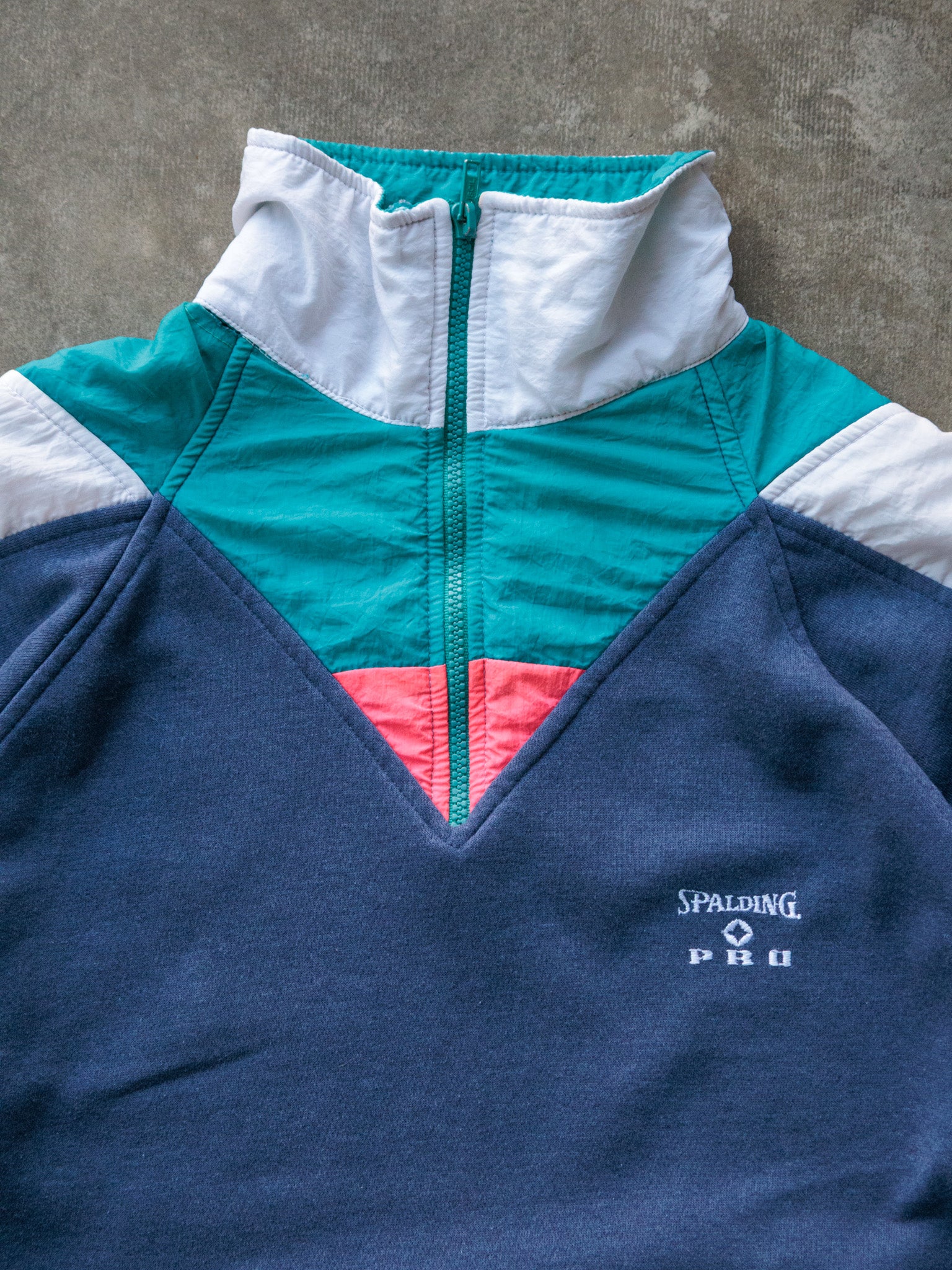 Vintage 90s Navy Spalding Pro Colourblock Quarter Zip (L)