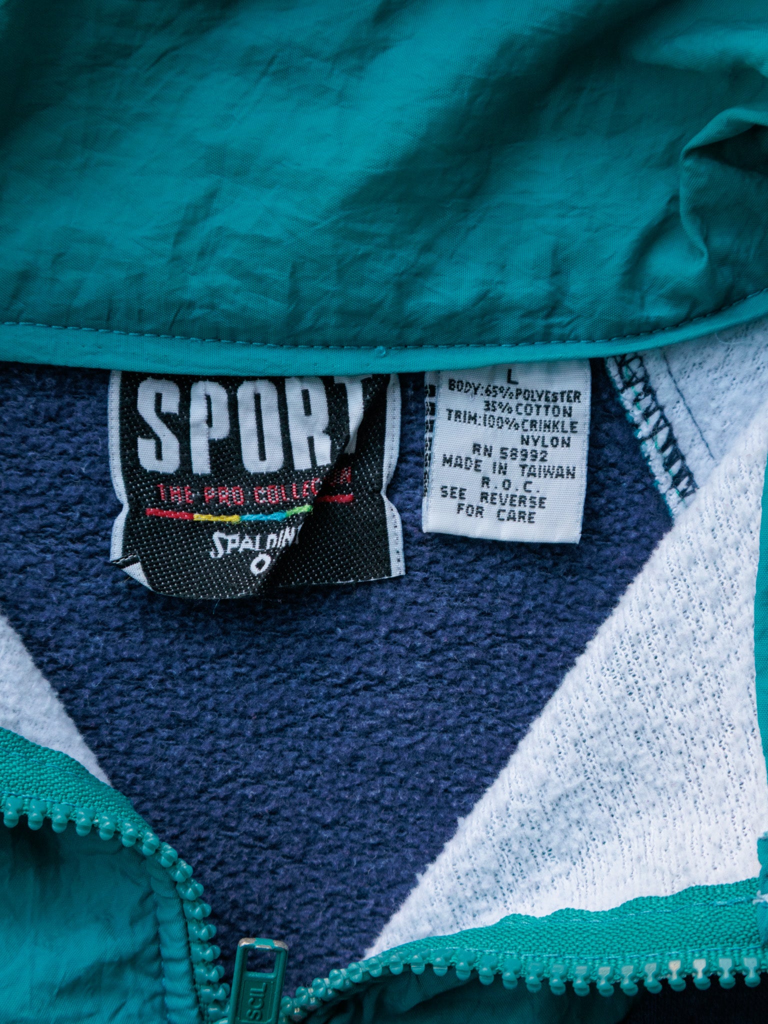 Vintage 90s Navy Spalding Pro Colourblock Quarter Zip (L)