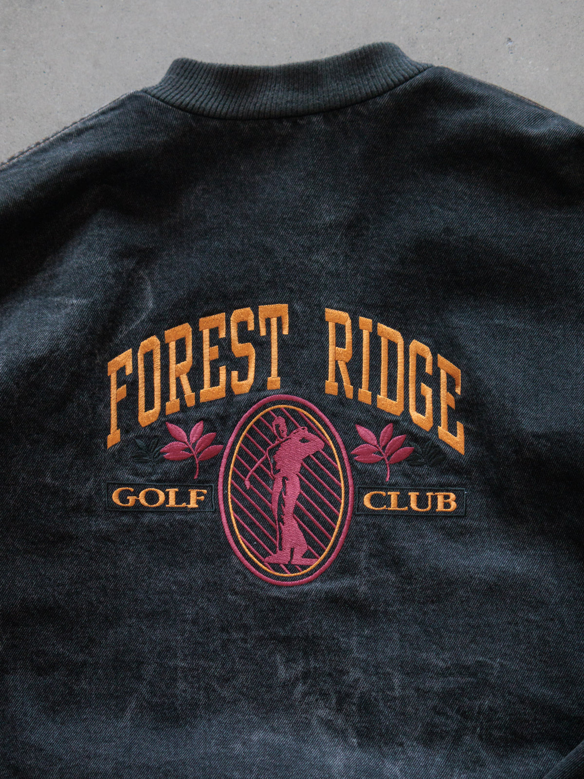 Vintage 90s Black & Beige Forest Ridge Golf Club Varsity Jacket (XL)