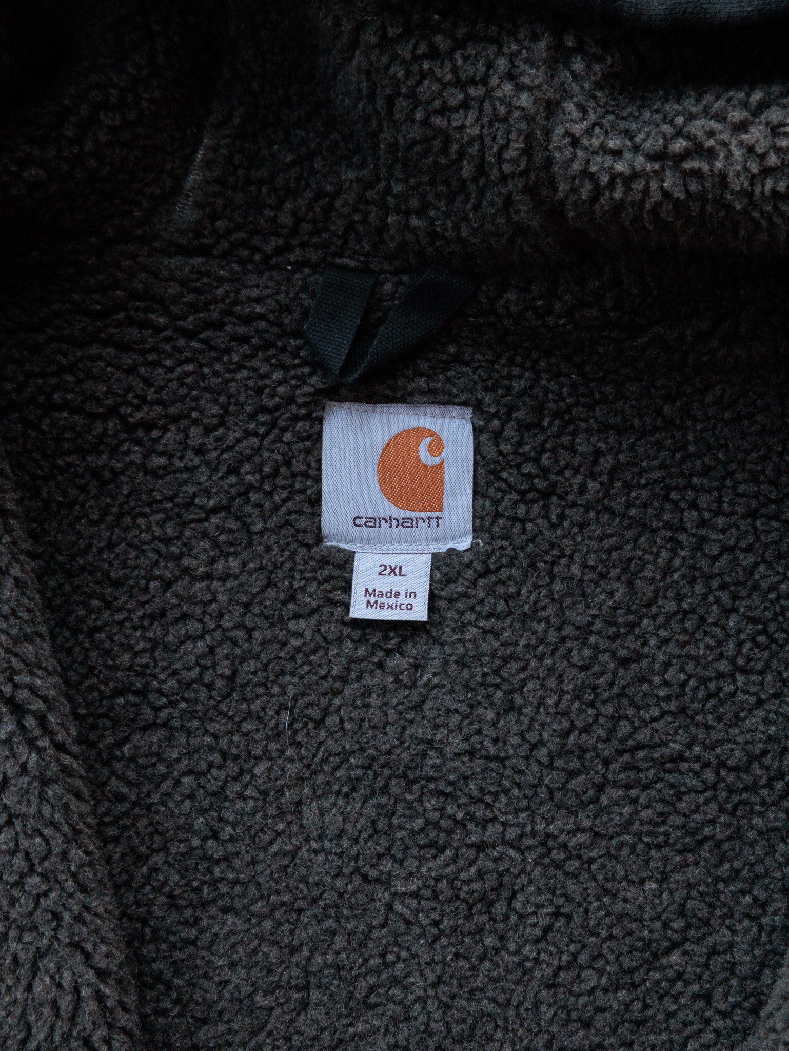 Vintage Black Carhartt Sherpa Lined Zip Hoodie (2XL)