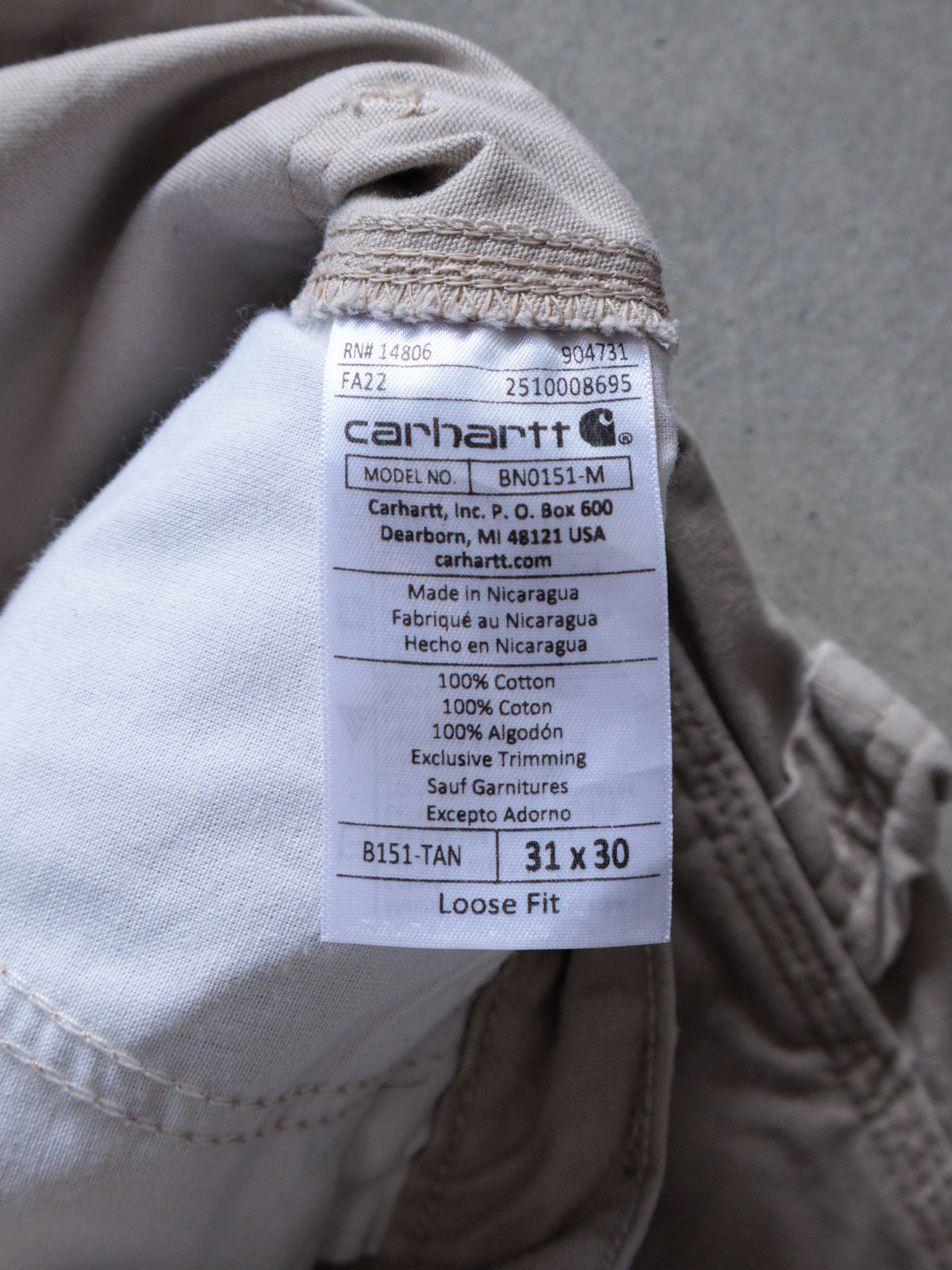 Beige Carhartt Carpenter Pants (W31)