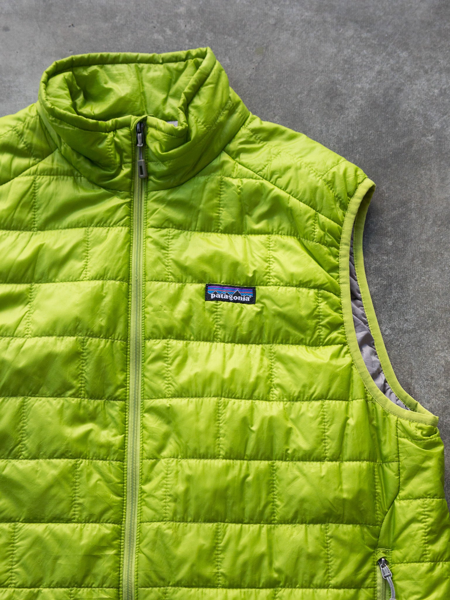 Vintage Lime Green Patagonia Puffer Vest (L)